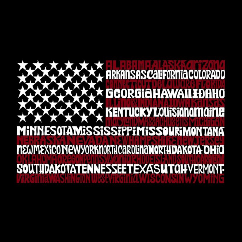Mens Word Art T-shirt - 50 States USA Flag