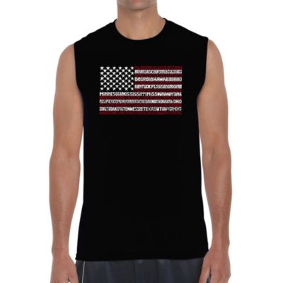 LA Pop Art Men's Word Art Sleeveless T-shirt - 50 States USA Flag -  320370111747983