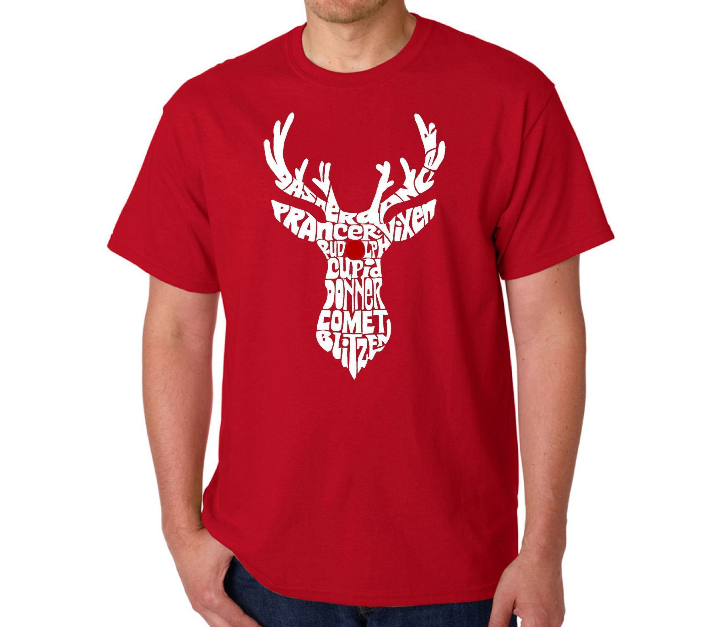 Mens Word Art T-shirt - Santas Reindeer