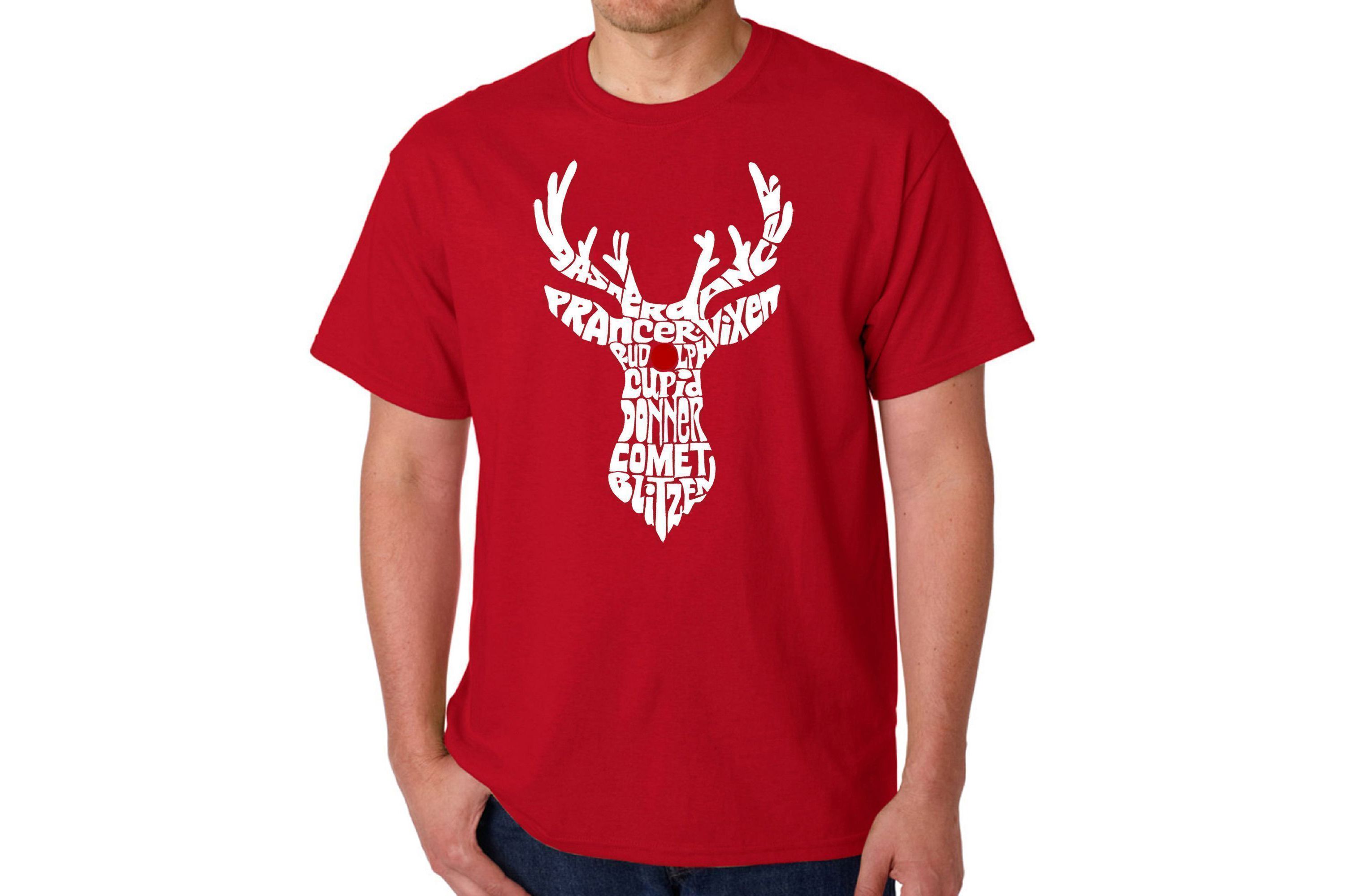 Mens Word Art T-shirt - Santas Reindeer