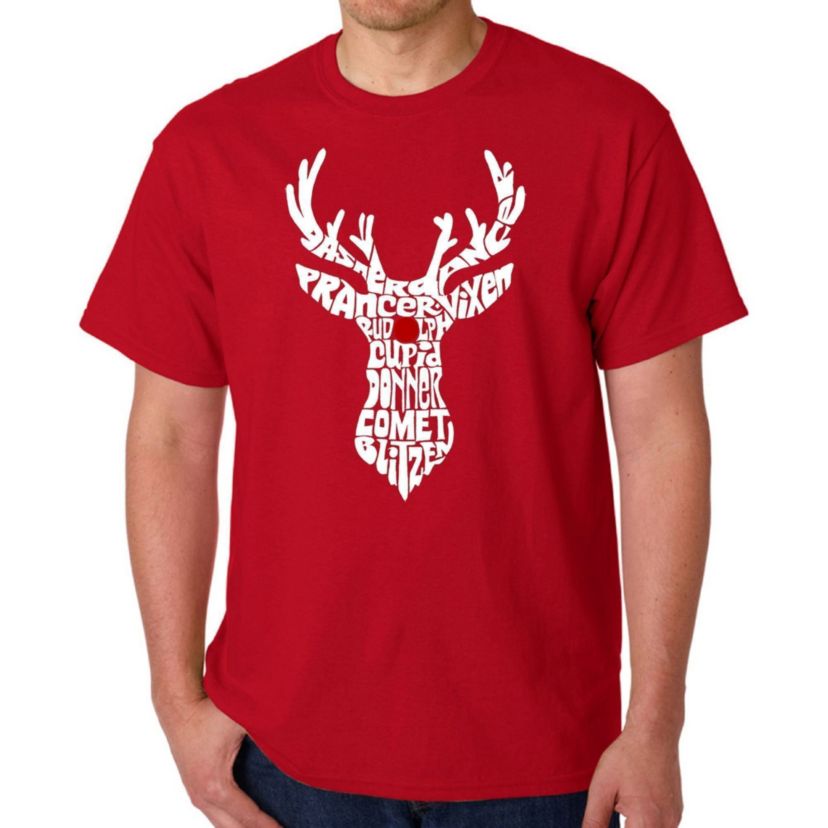 Mens Word Art T-shirt - Santas Reindeer
