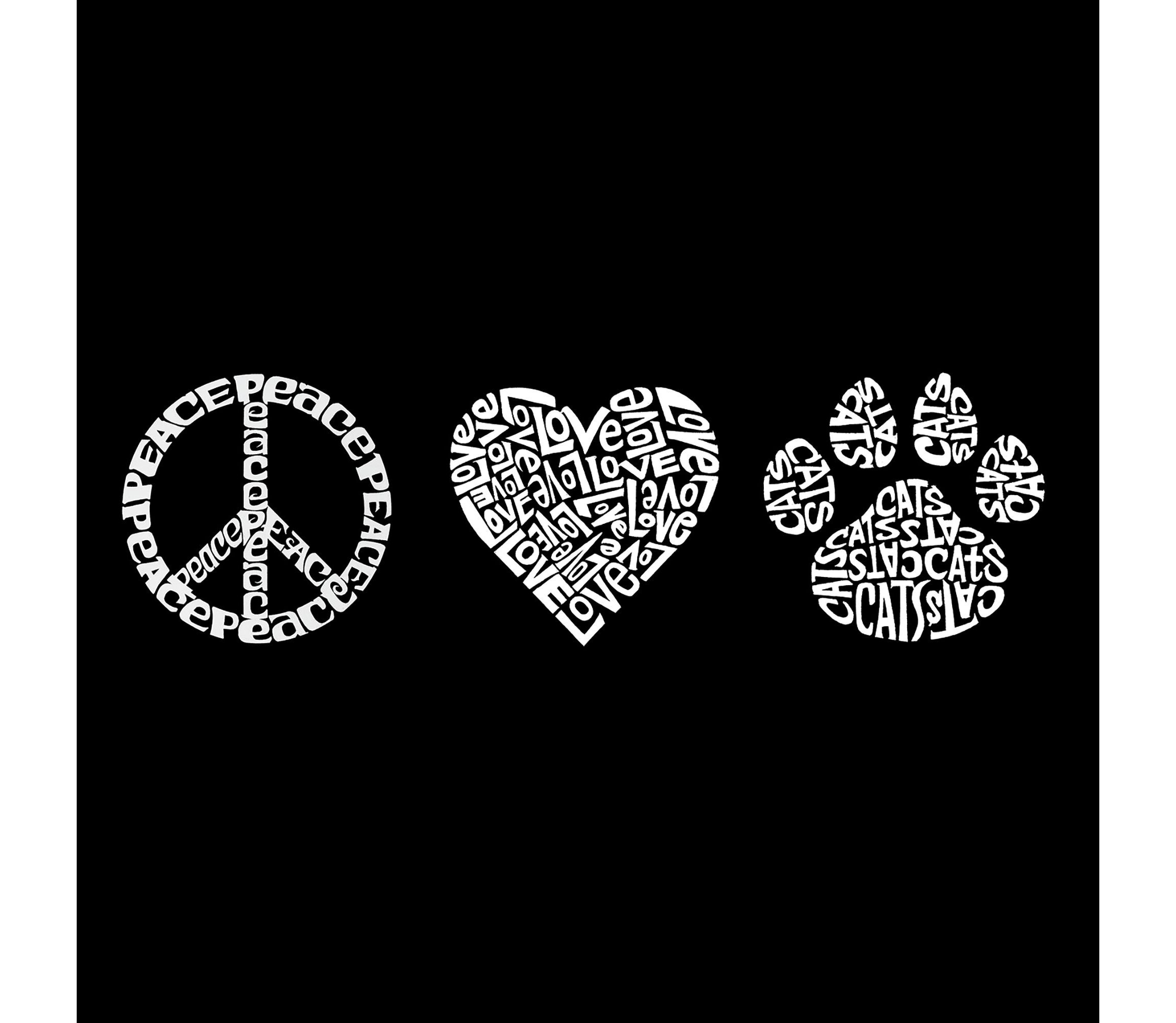 Mens Word Art Crewneck Sweatshirt - Peace Love Cats