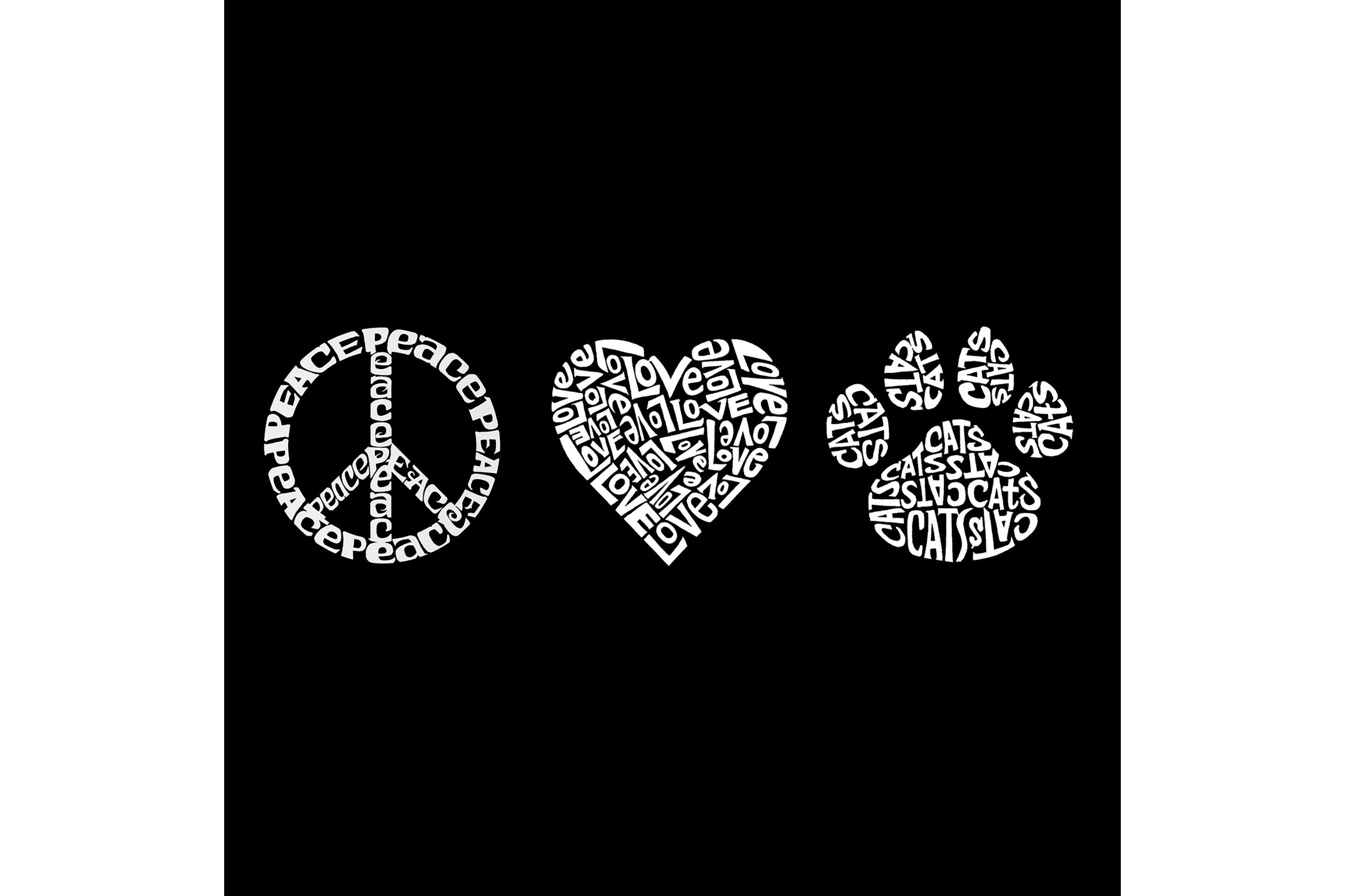 Mens Word Art Crewneck Sweatshirt - Peace Love Cats