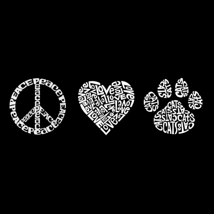 Mens Word Art Crewneck Sweatshirt - Peace Love Cats