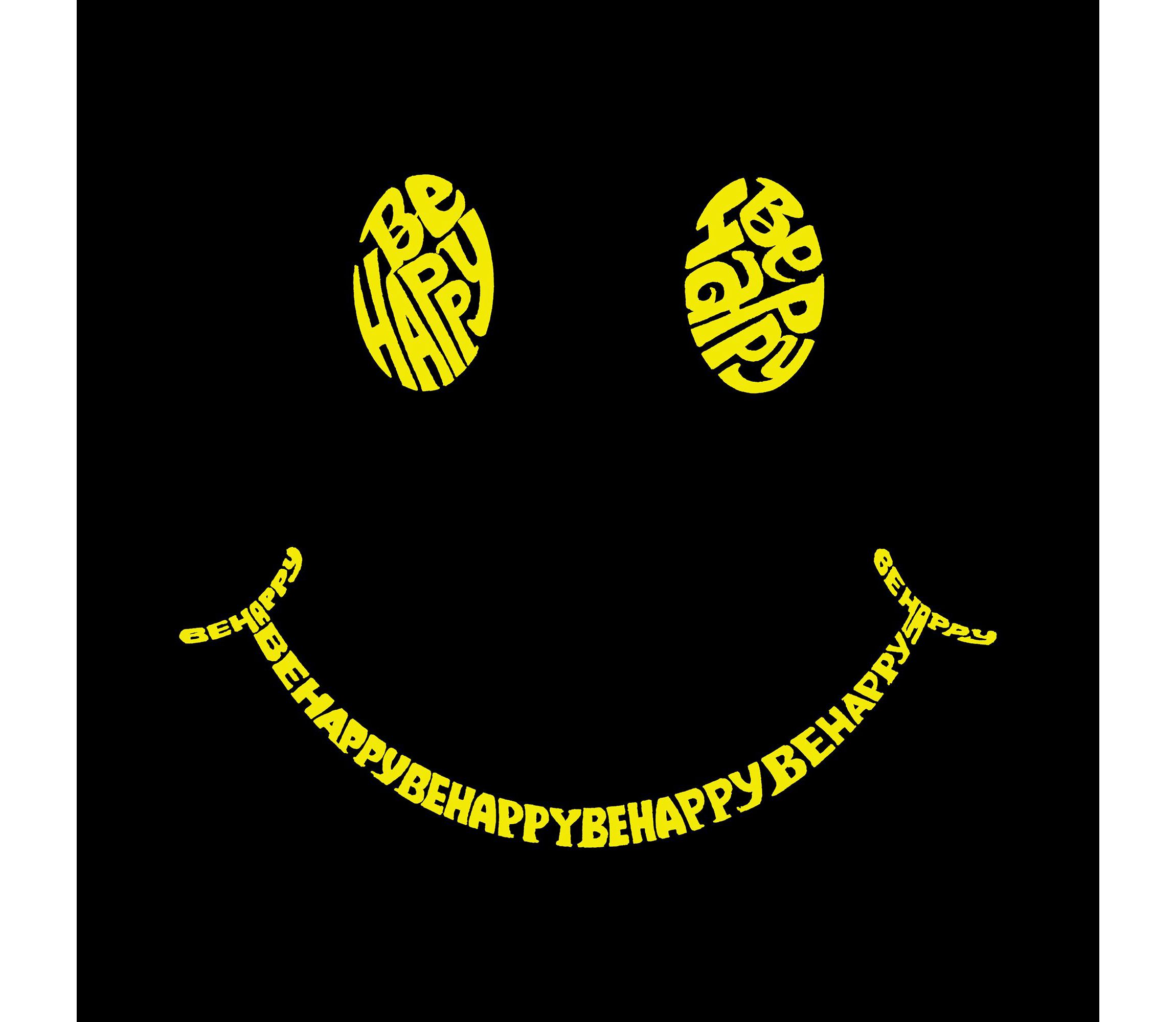 Mens Word Art T-shirt - Be Happy Smiley Face