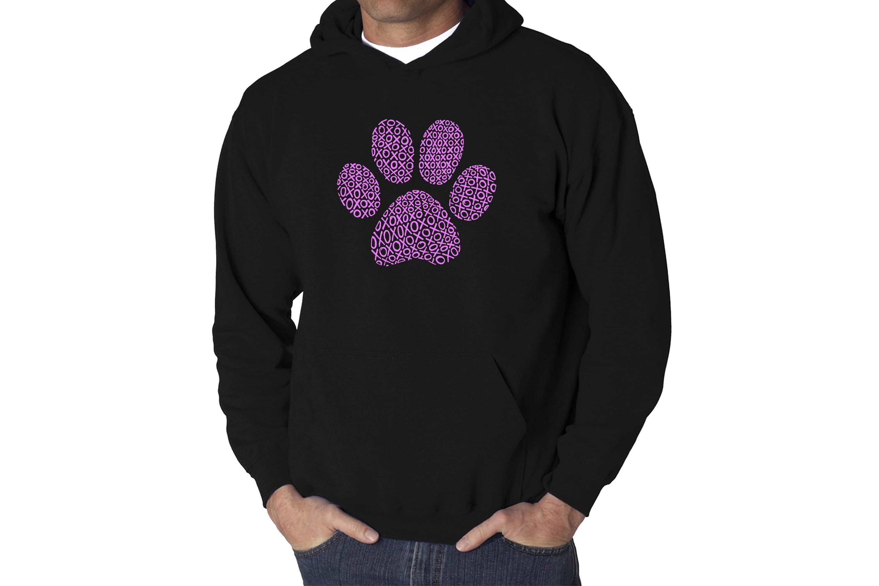Mens Word Art Hooded Sweatshirt - XOXO Dog Paw