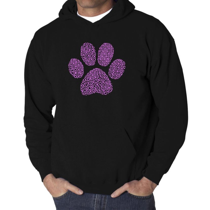Mens Word Art Hooded Sweatshirt - XOXO Dog Paw