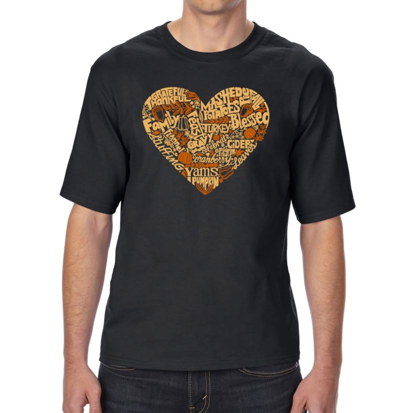 Mens Tall and Long Word Art T-Shirt - Thanksgiving Heart