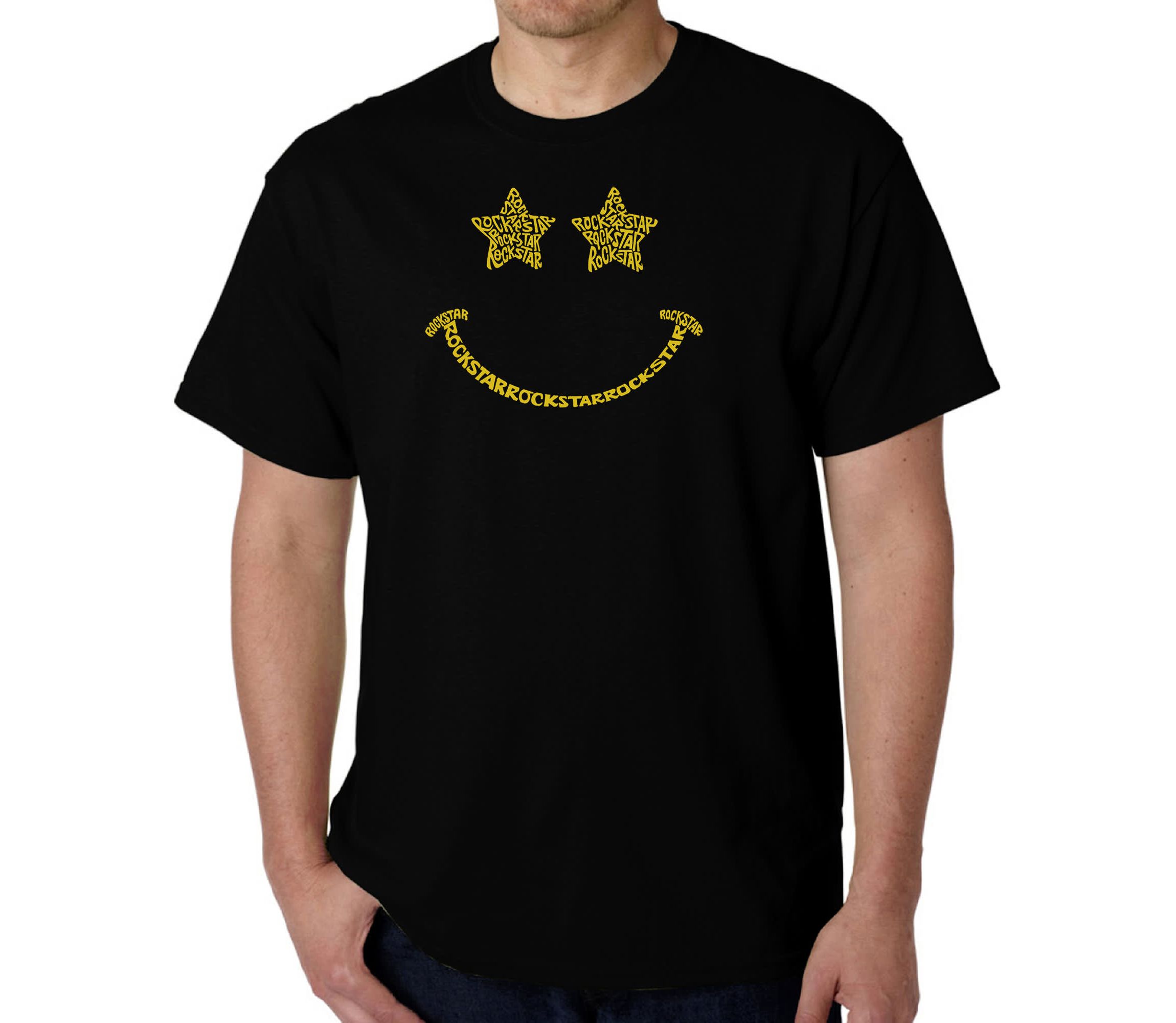 Mens Word Art T-shirt - Rockstar Smiley