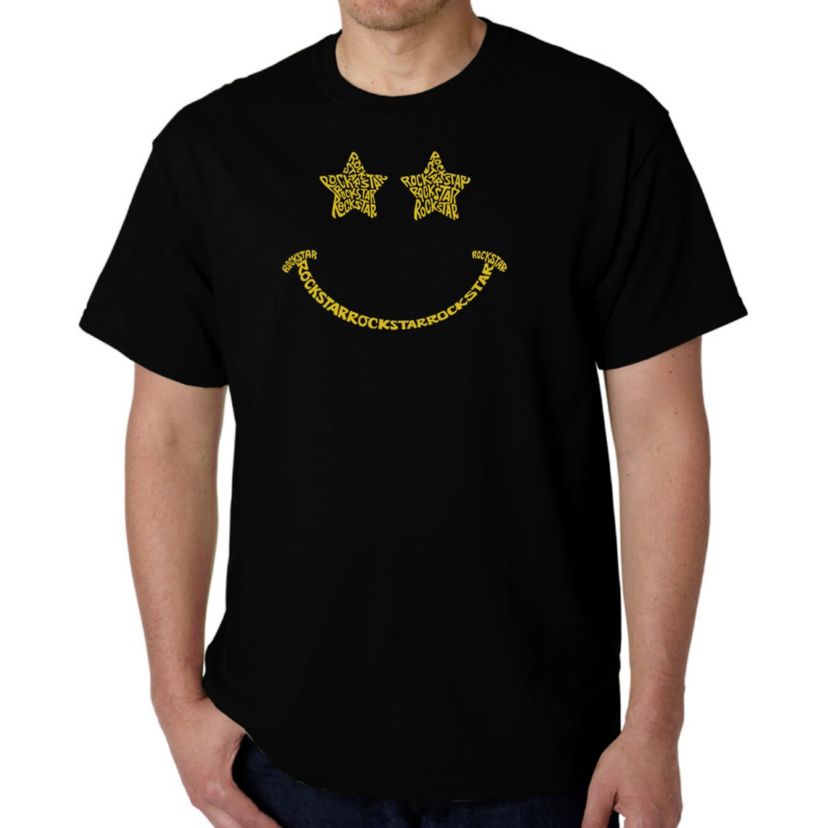Mens Word Art T-shirt - Rockstar Smiley