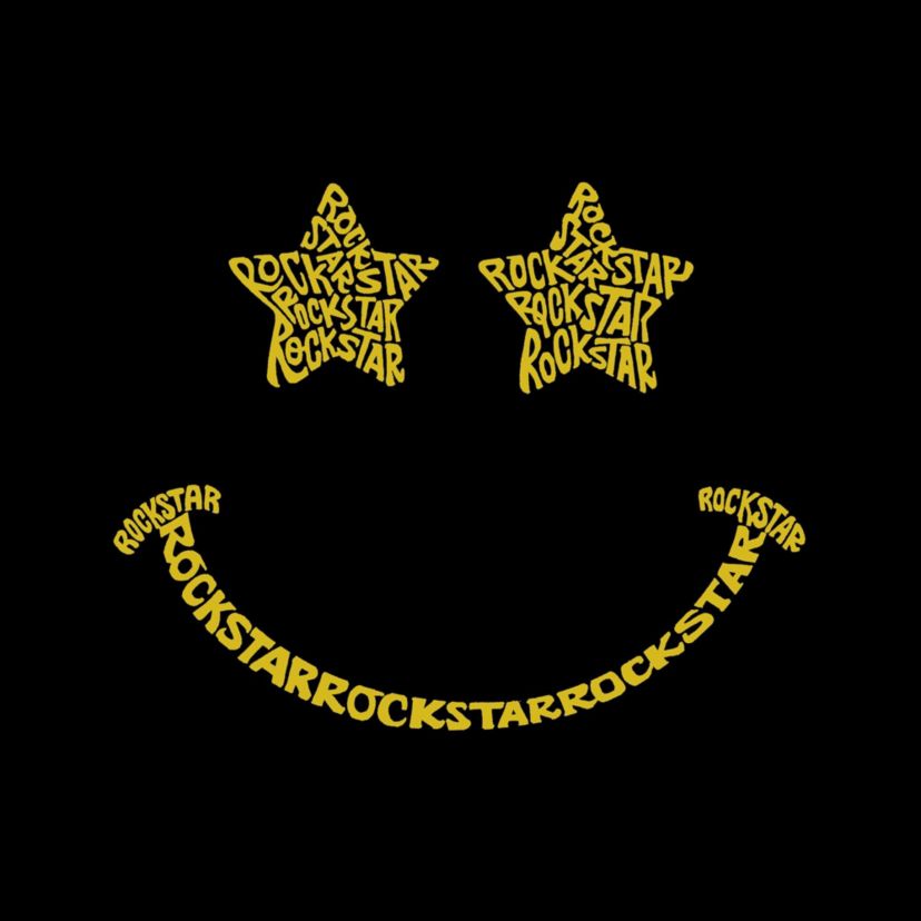 Mens Word Art T-shirt - Rockstar Smiley