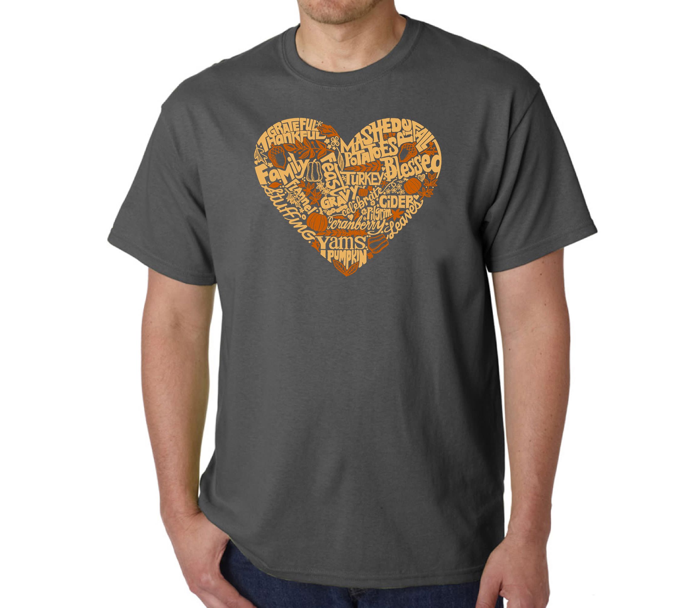 Mens Word Art T-Shirt - Thanksgiving Heart