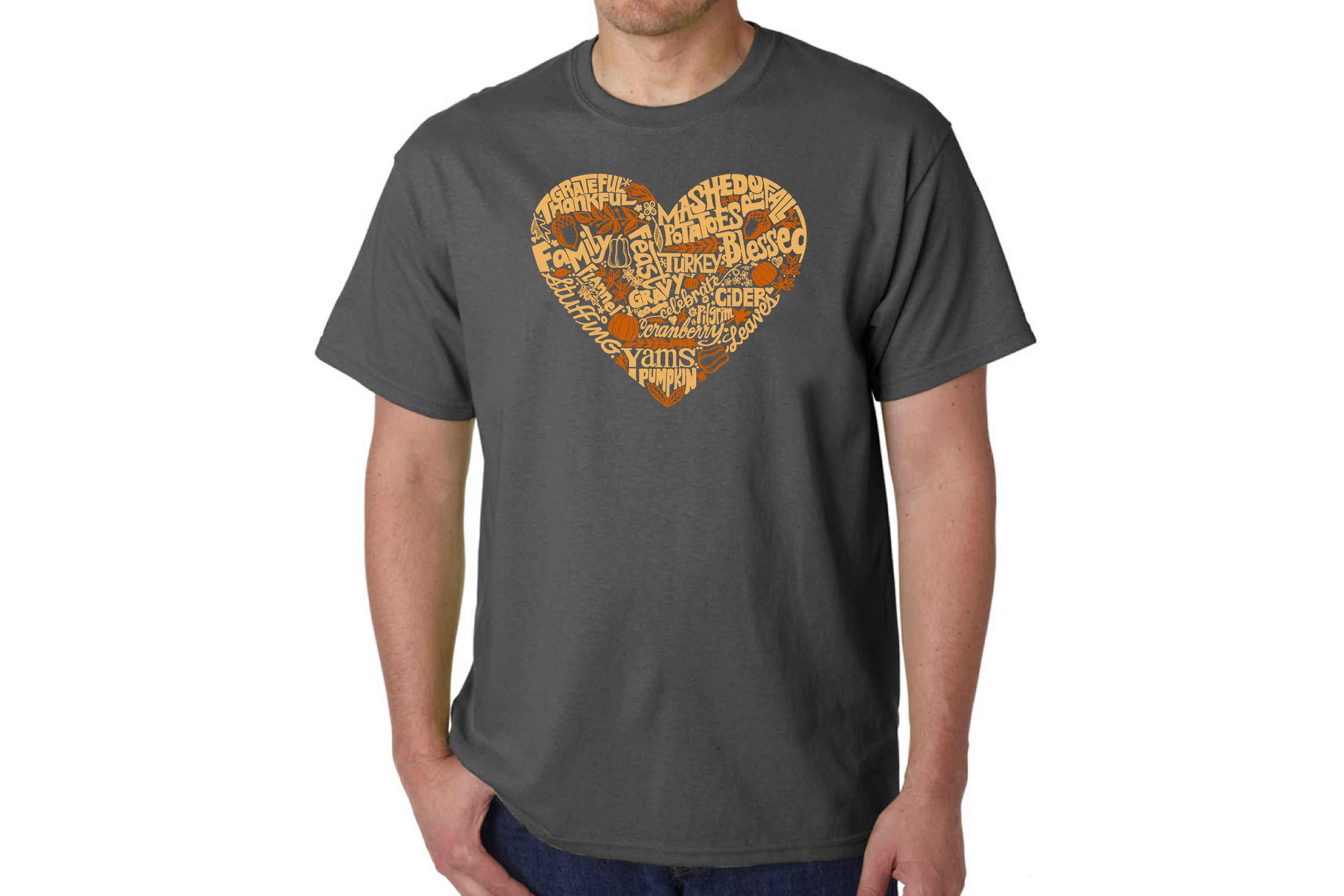 Mens Word Art T-Shirt - Thanksgiving Heart