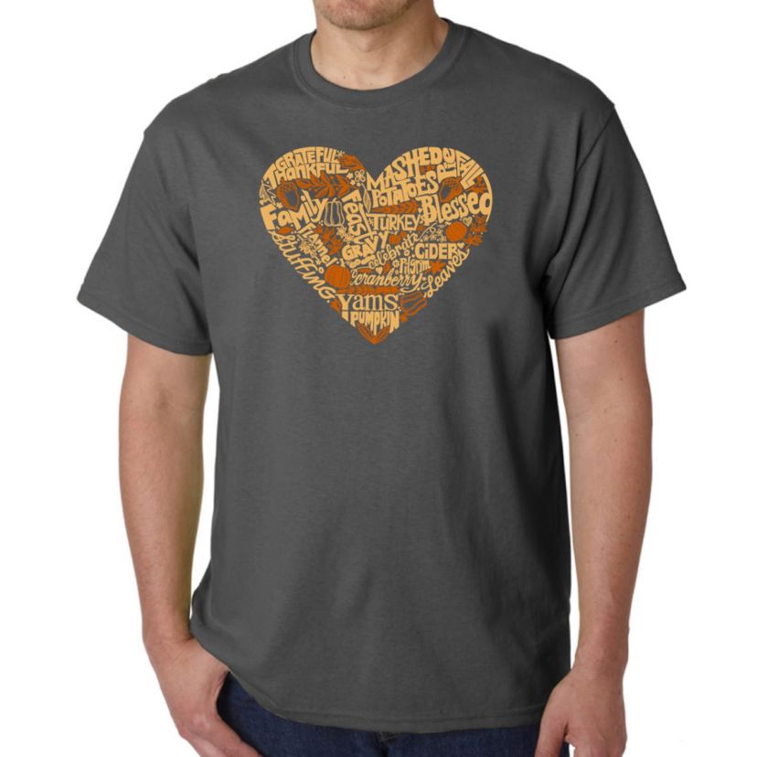 Mens Word Art T-Shirt - Thanksgiving Heart