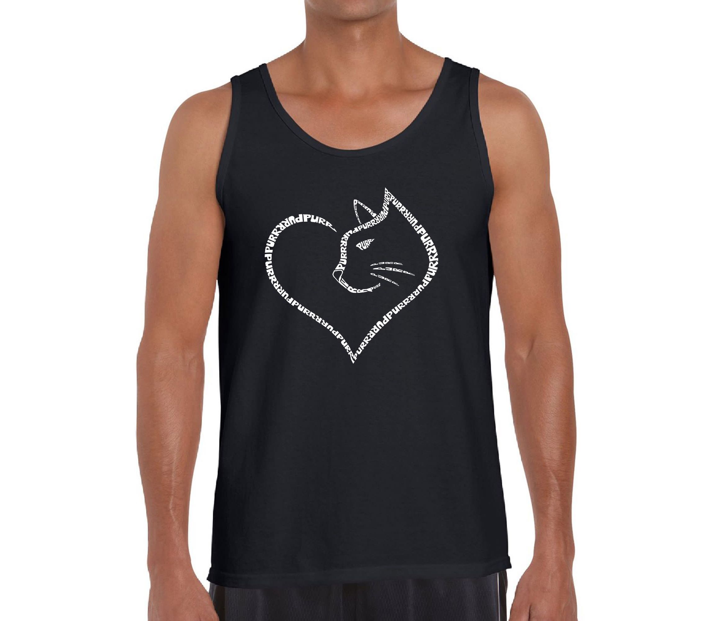 Mens Word Art Tank Top  - Cat Heart