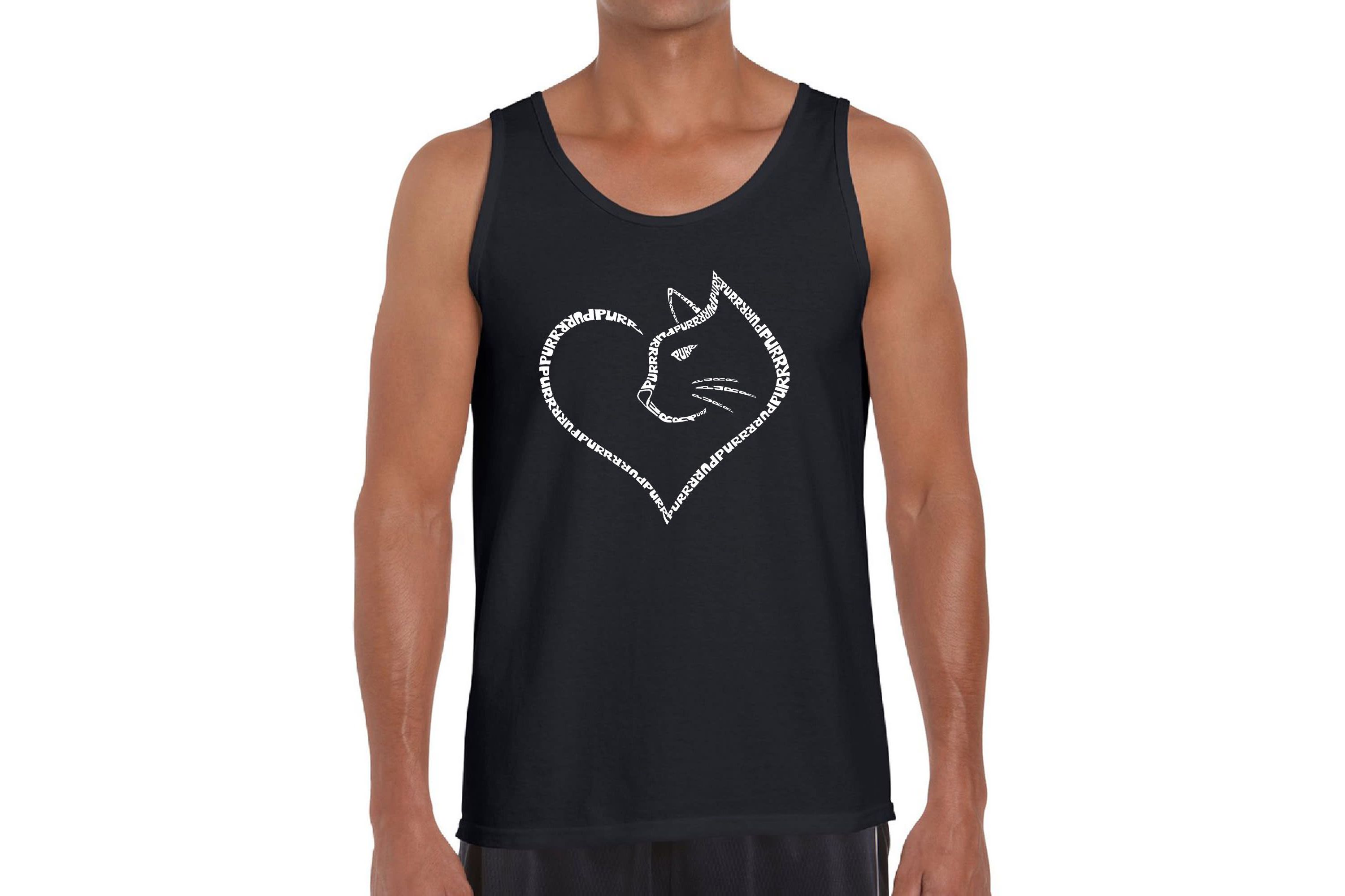 Mens Word Art Tank Top  - Cat Heart