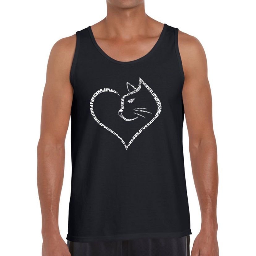 Mens Word Art Tank Top  - Cat Heart