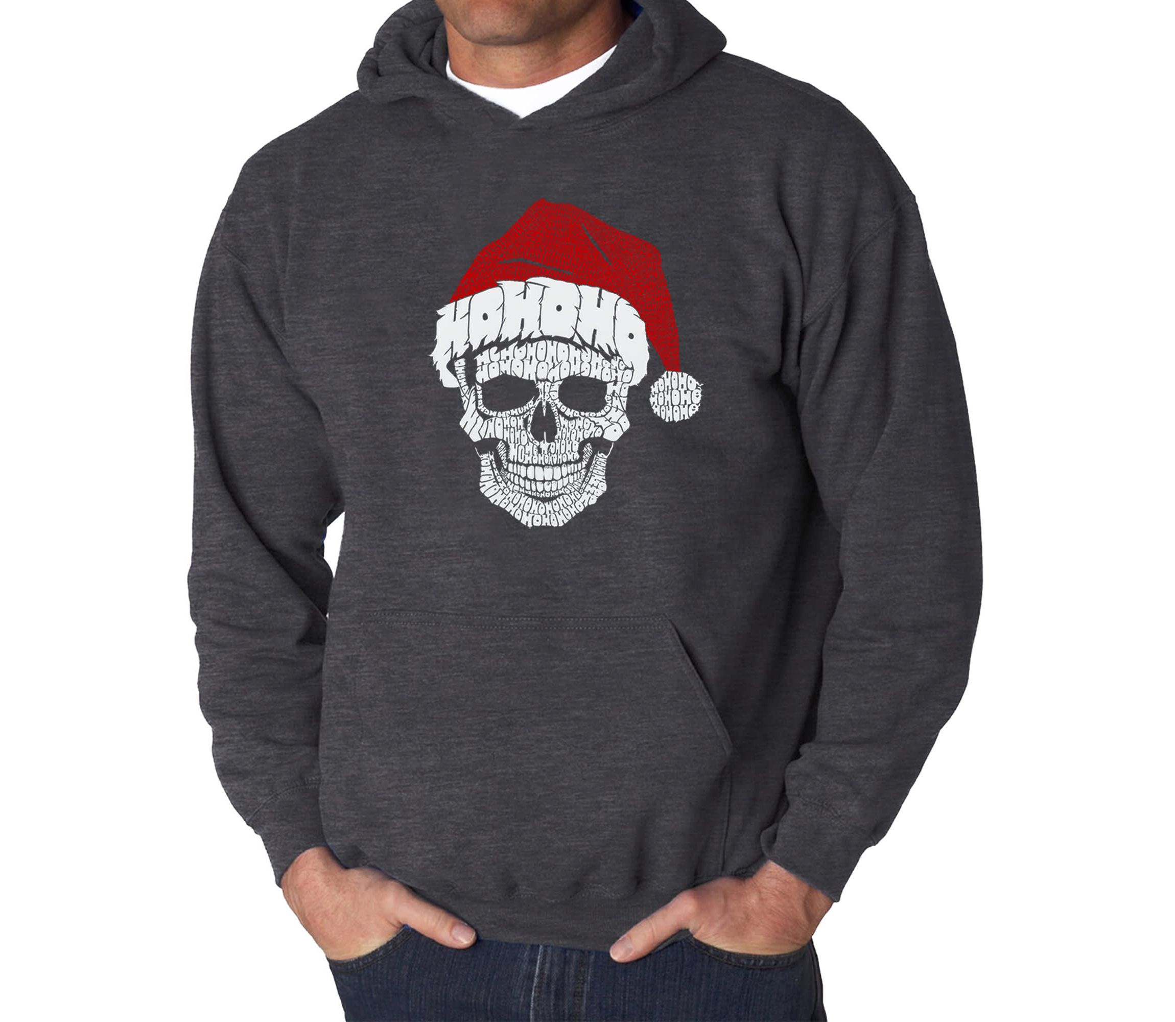 Mens Word Art Hooded Sweatshirt - Santa Skull