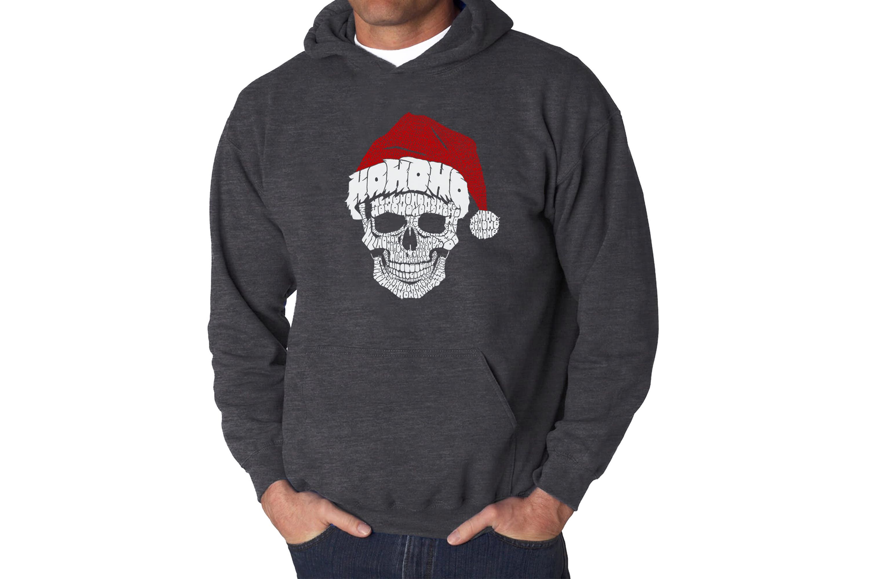 Mens Word Art Hooded Sweatshirt - Santa Skull