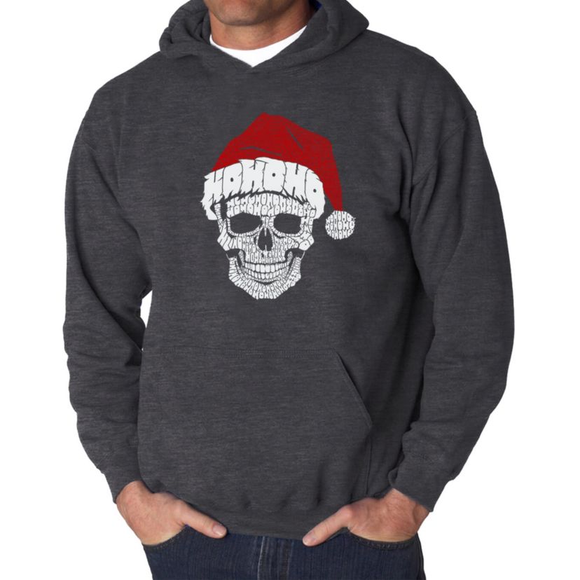 Mens Word Art Hooded Sweatshirt - Santa Skull