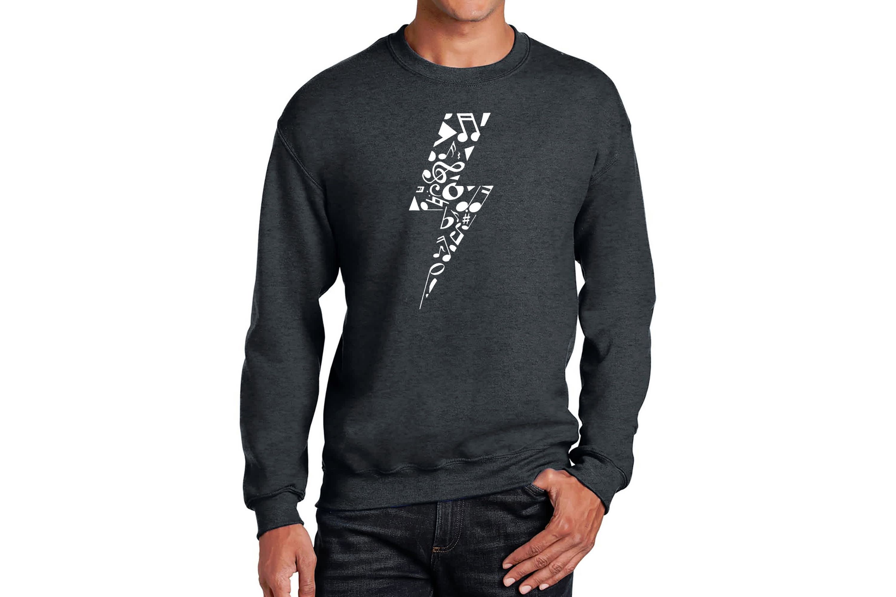 Mens Word Art Crewneck Sweatshirt - Lightning Bolt