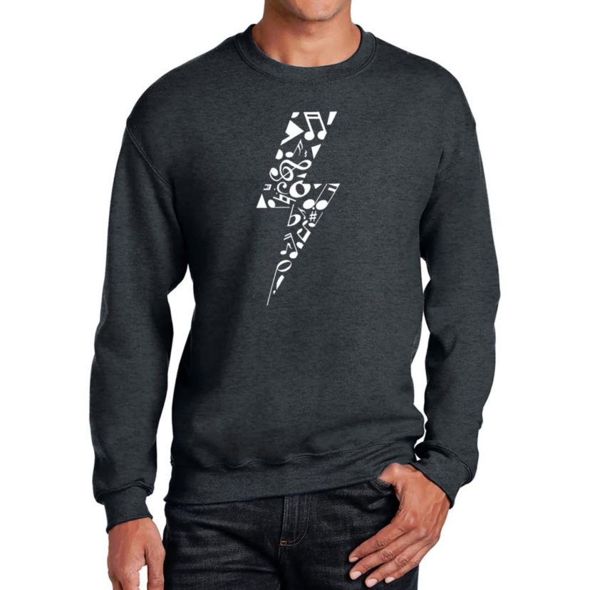 Mens Word Art Crewneck Sweatshirt - Lightning Bolt