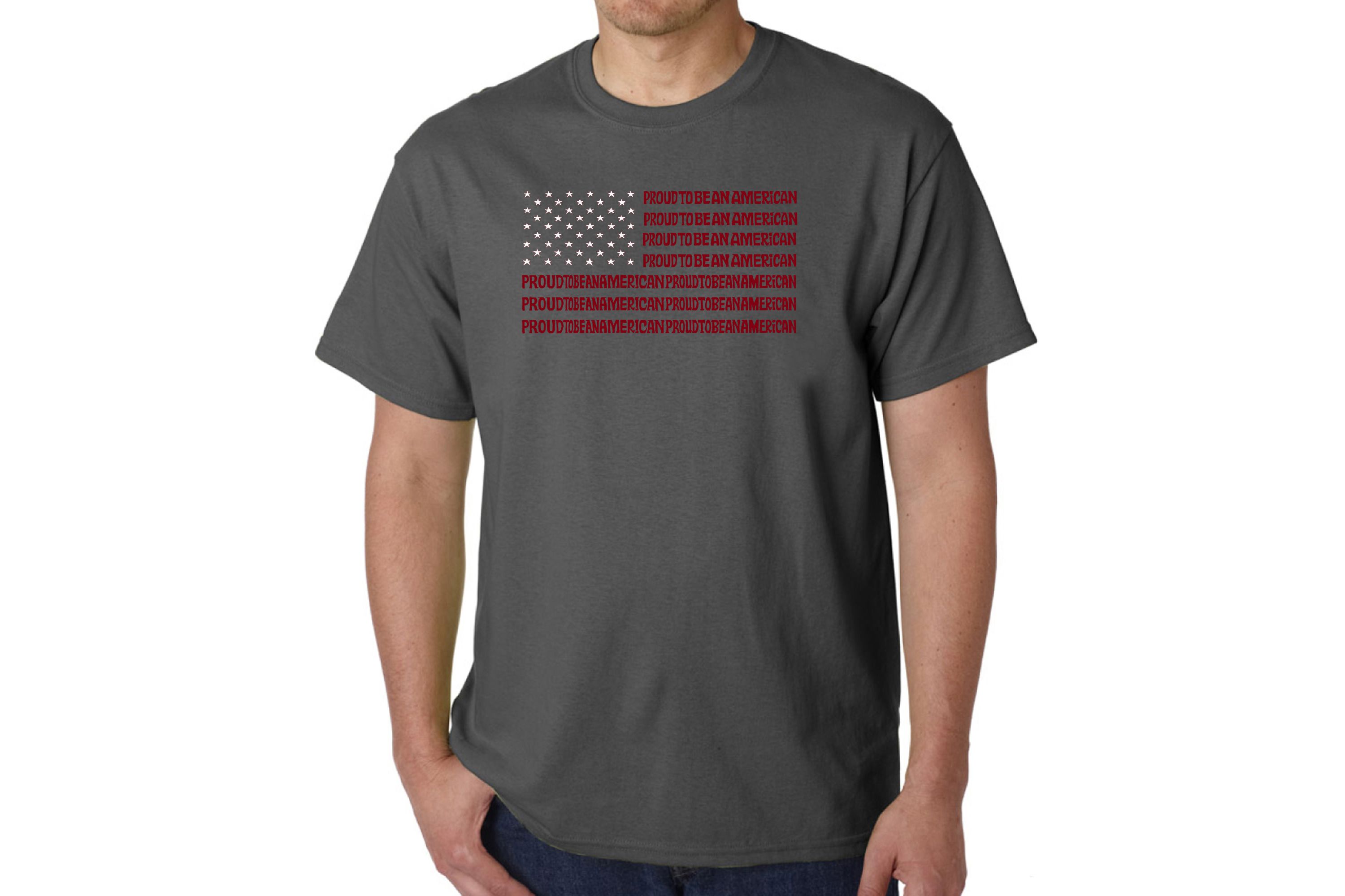 Mens Word Art T-Shirt - Proud To Be An American