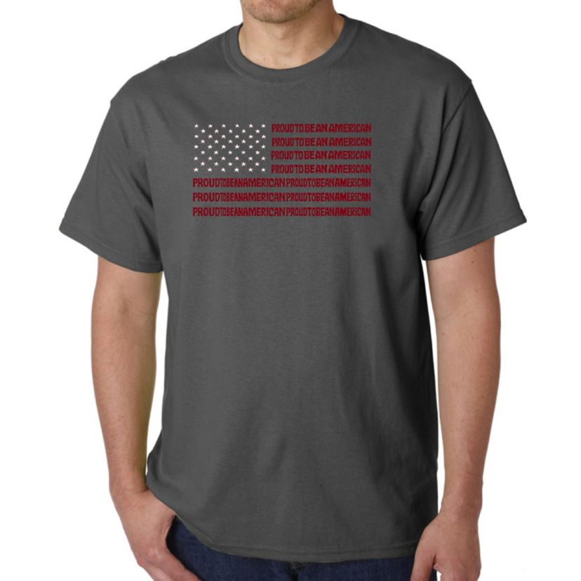 Mens Word Art T-Shirt - Proud To Be An American