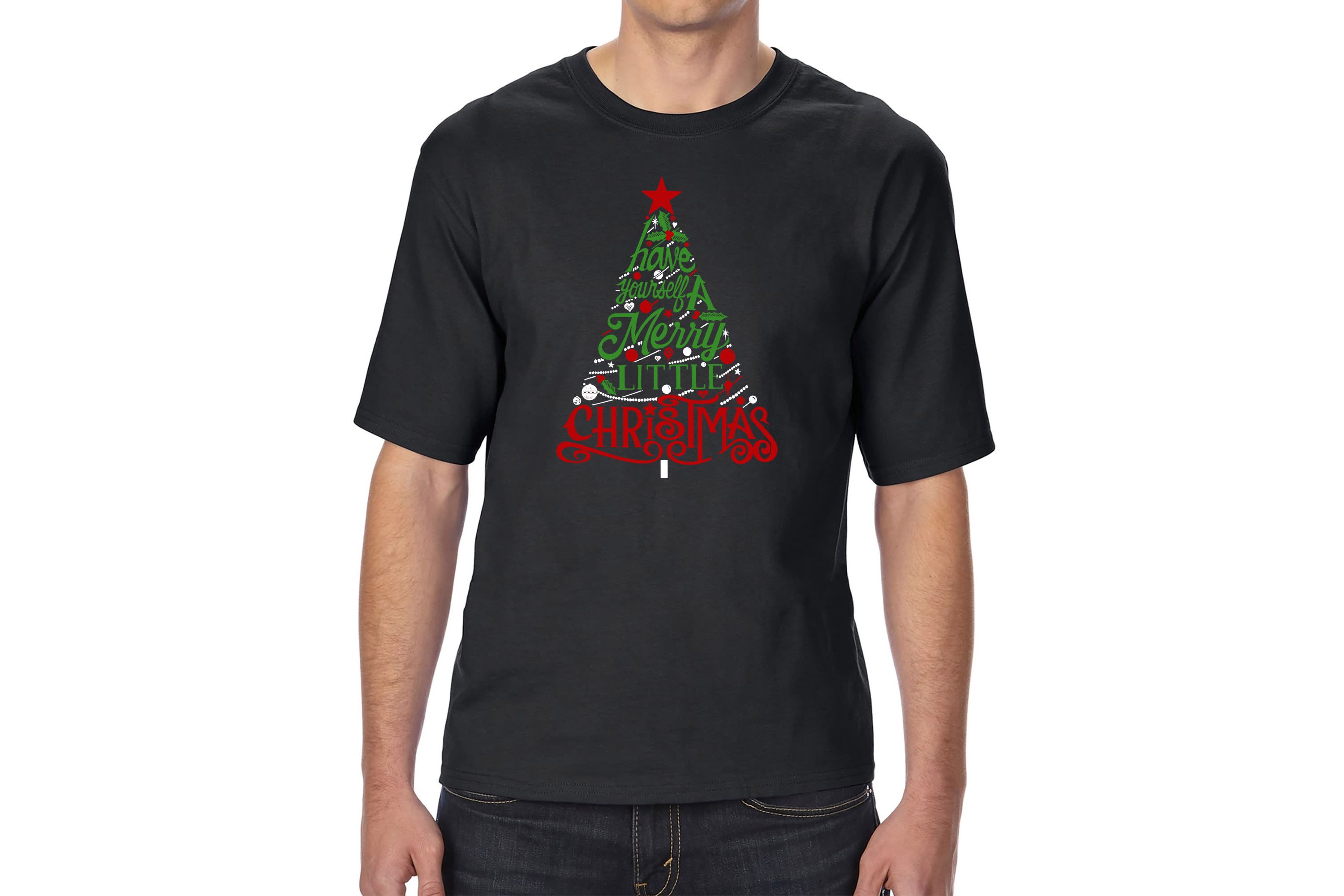 Mens Tall and Long Word Art T-Shirt - Have Yourself a Merry Little Christmas