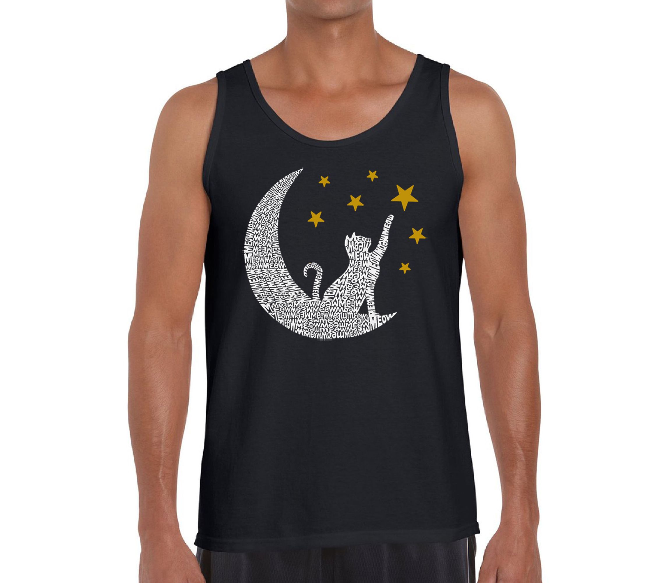 Mens Word Art Tank Top - Cat Moon