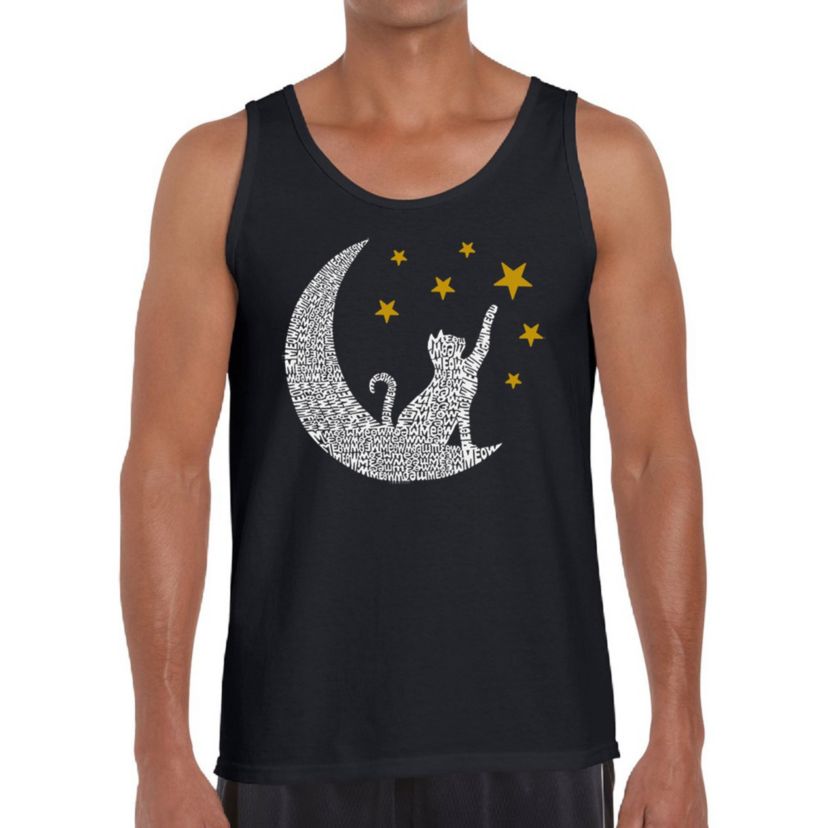 Mens Word Art Tank Top - Cat Moon
