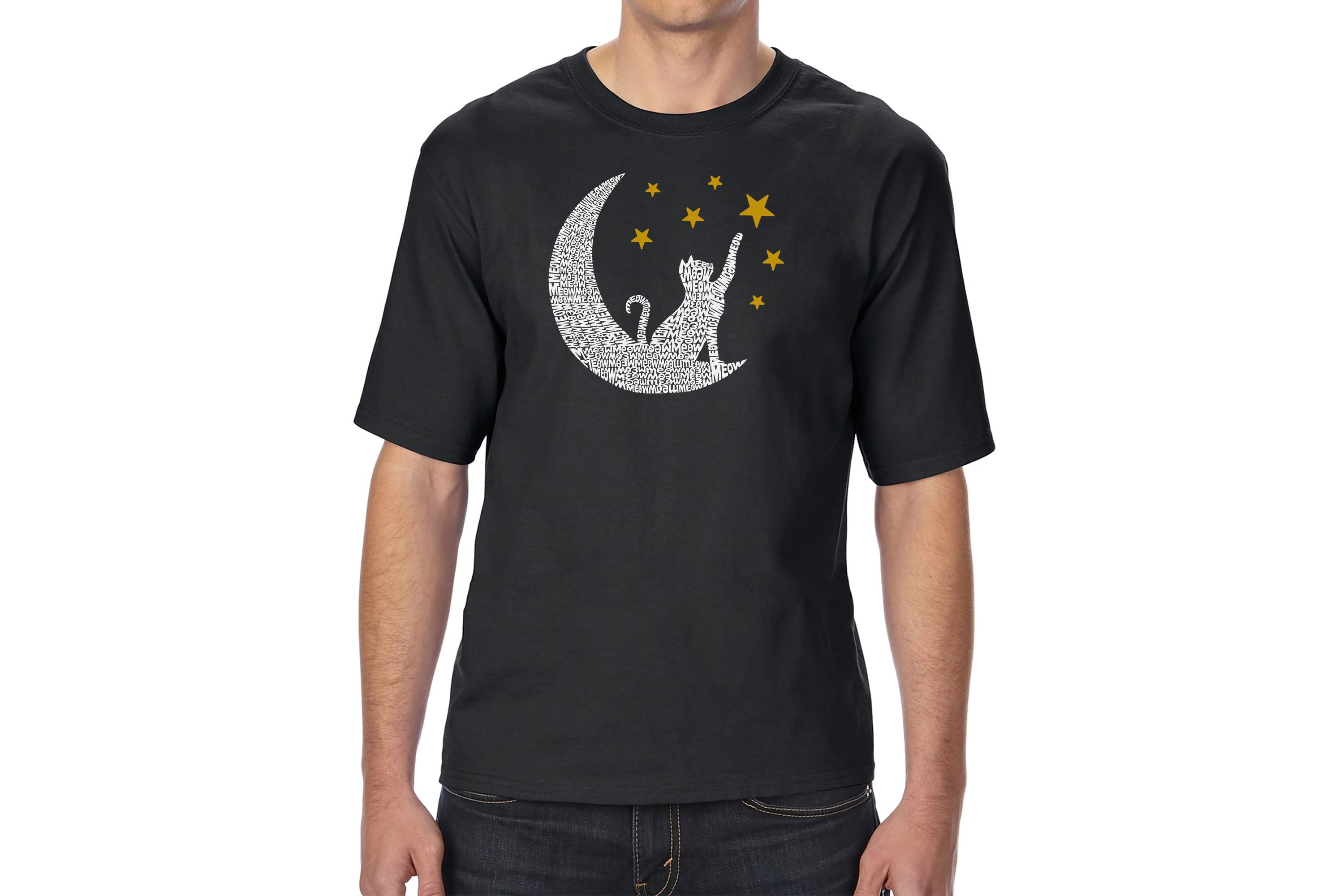 Mens Tall and Long Word Art T-Shirt - Cat Moon