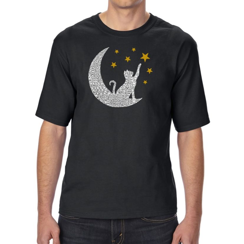 Mens Tall and Long Word Art T-Shirt - Cat Moon