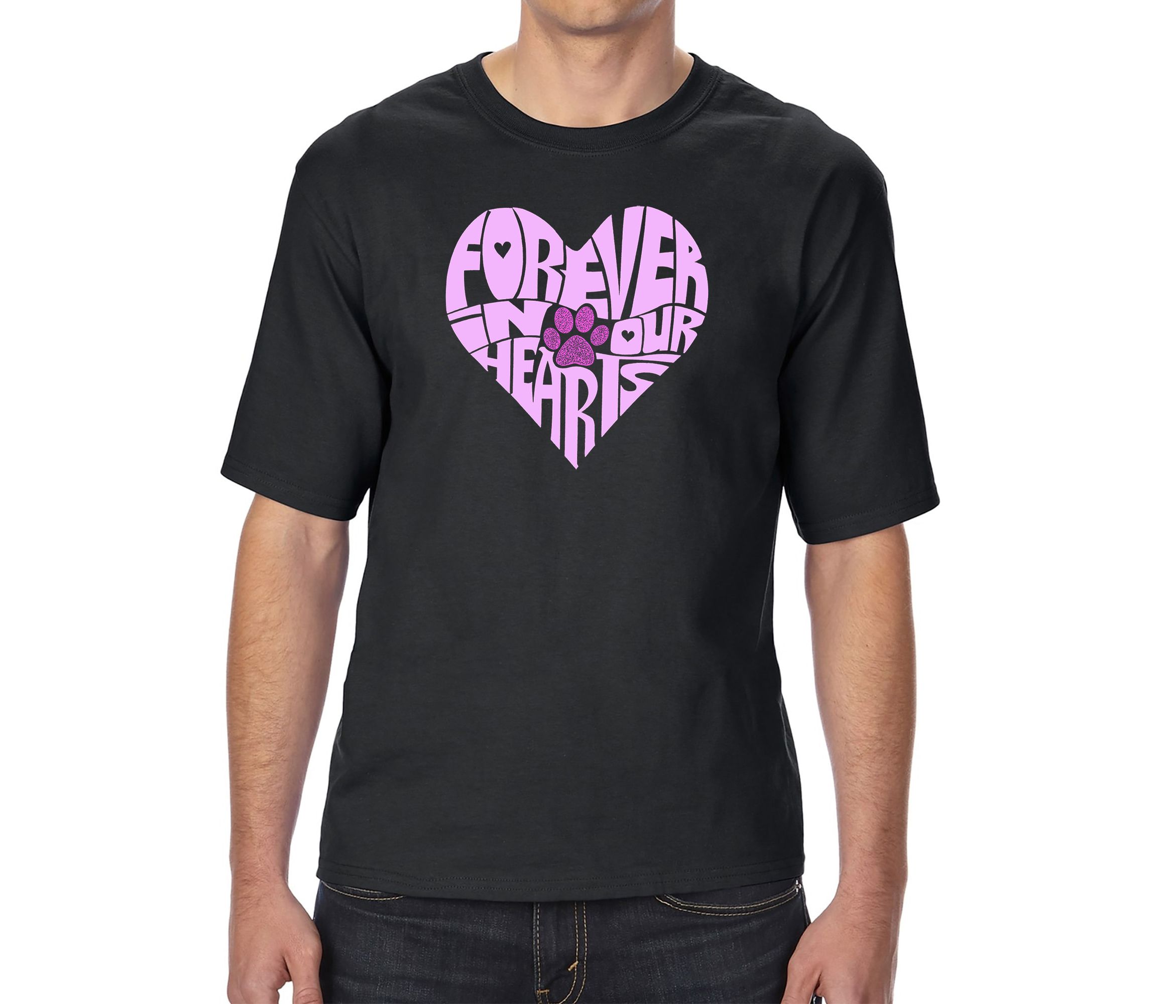 Mens Tall and Long Word Art T-Shirt - Forever In Our Hearts