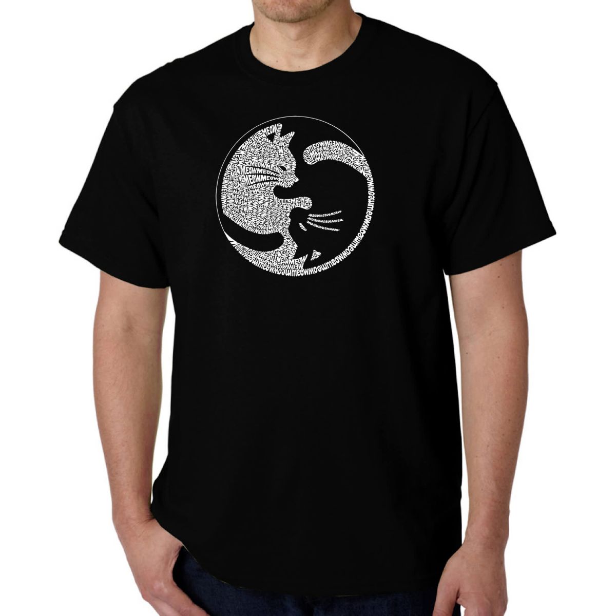 Mens Word Art T-shirt - Yin Yang Cat
