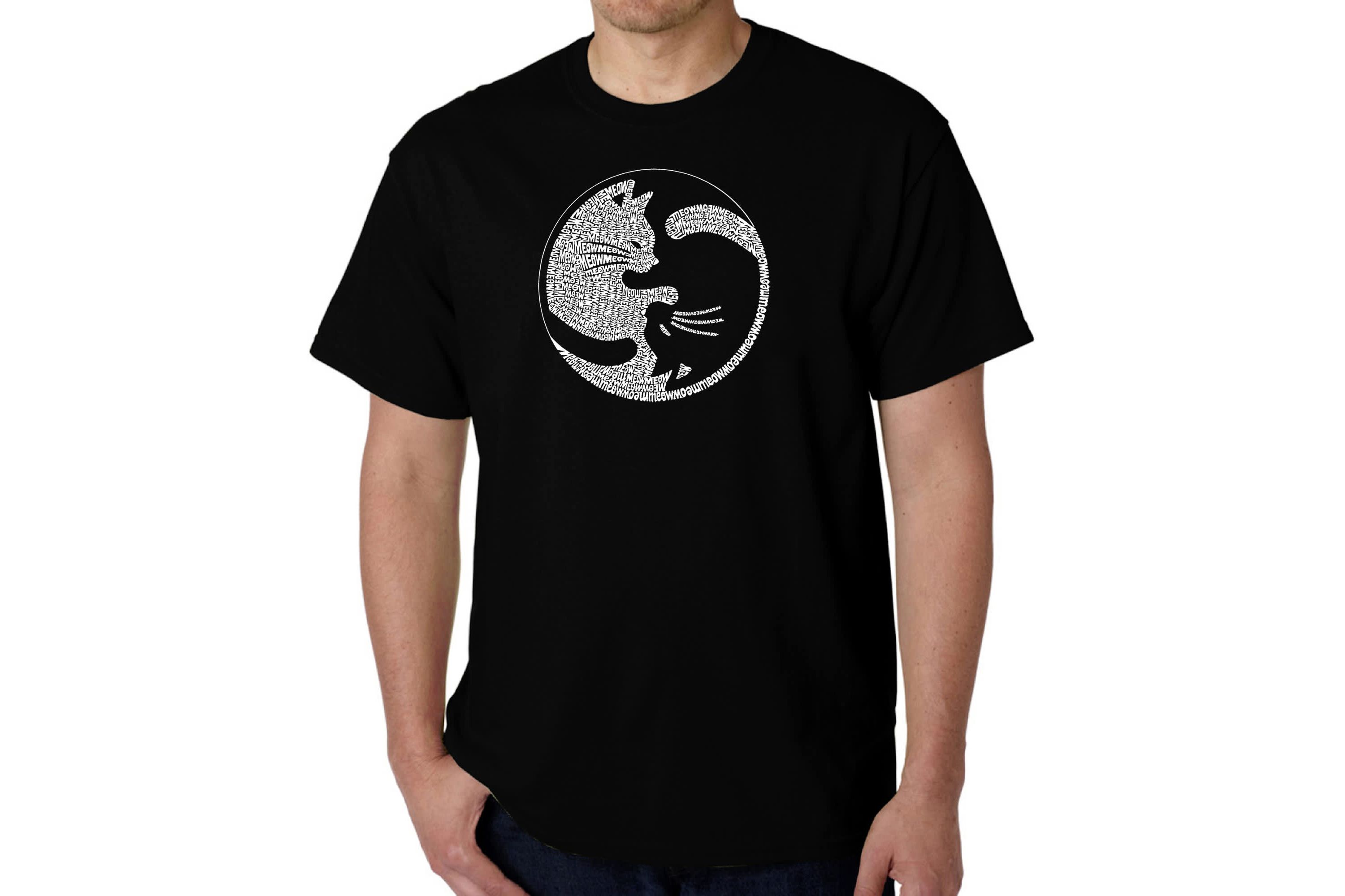Mens Word Art T-shirt - Yin Yang Cat