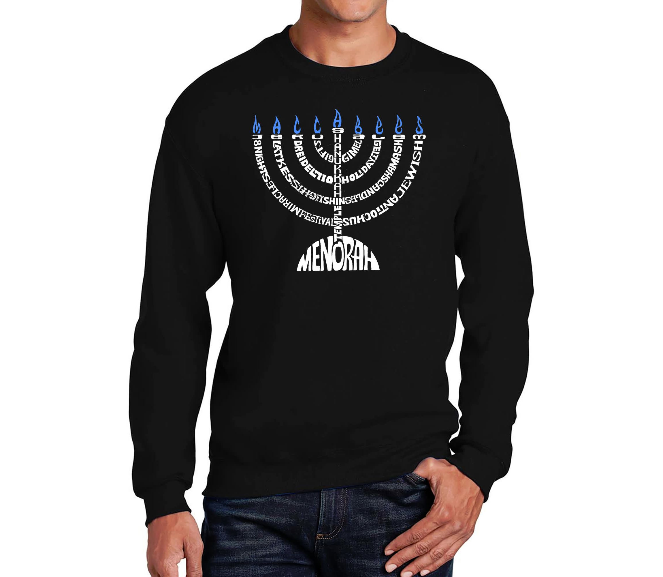 Mens Word Art Crewneck Sweatshirt - Menorah