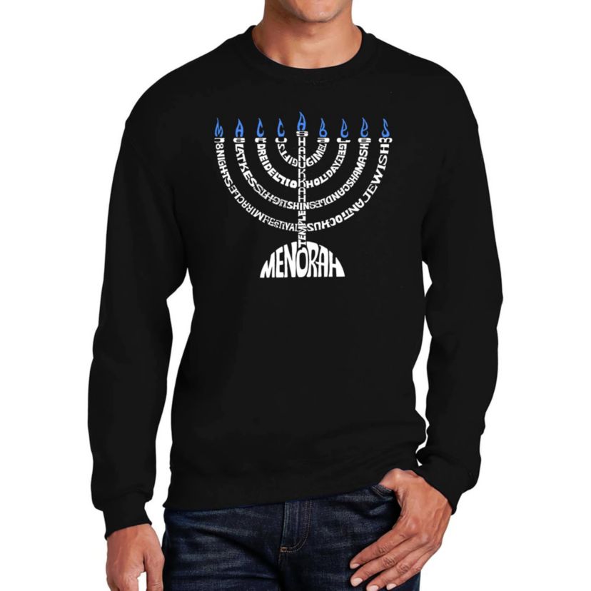 Mens Word Art Crewneck Sweatshirt - Menorah