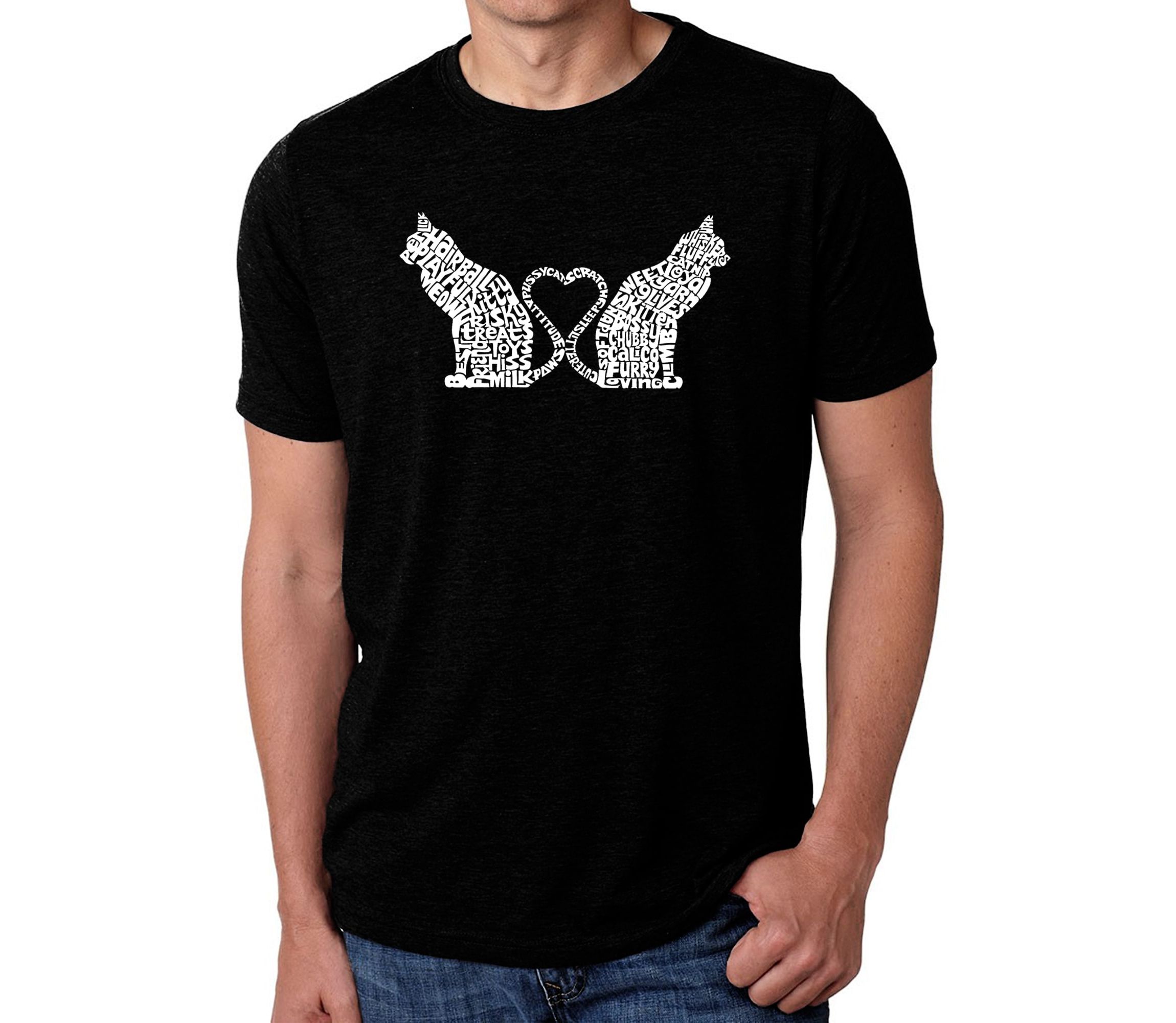 Mens Premium Blend Word Art T-Shirt - Cat Tail Hearts