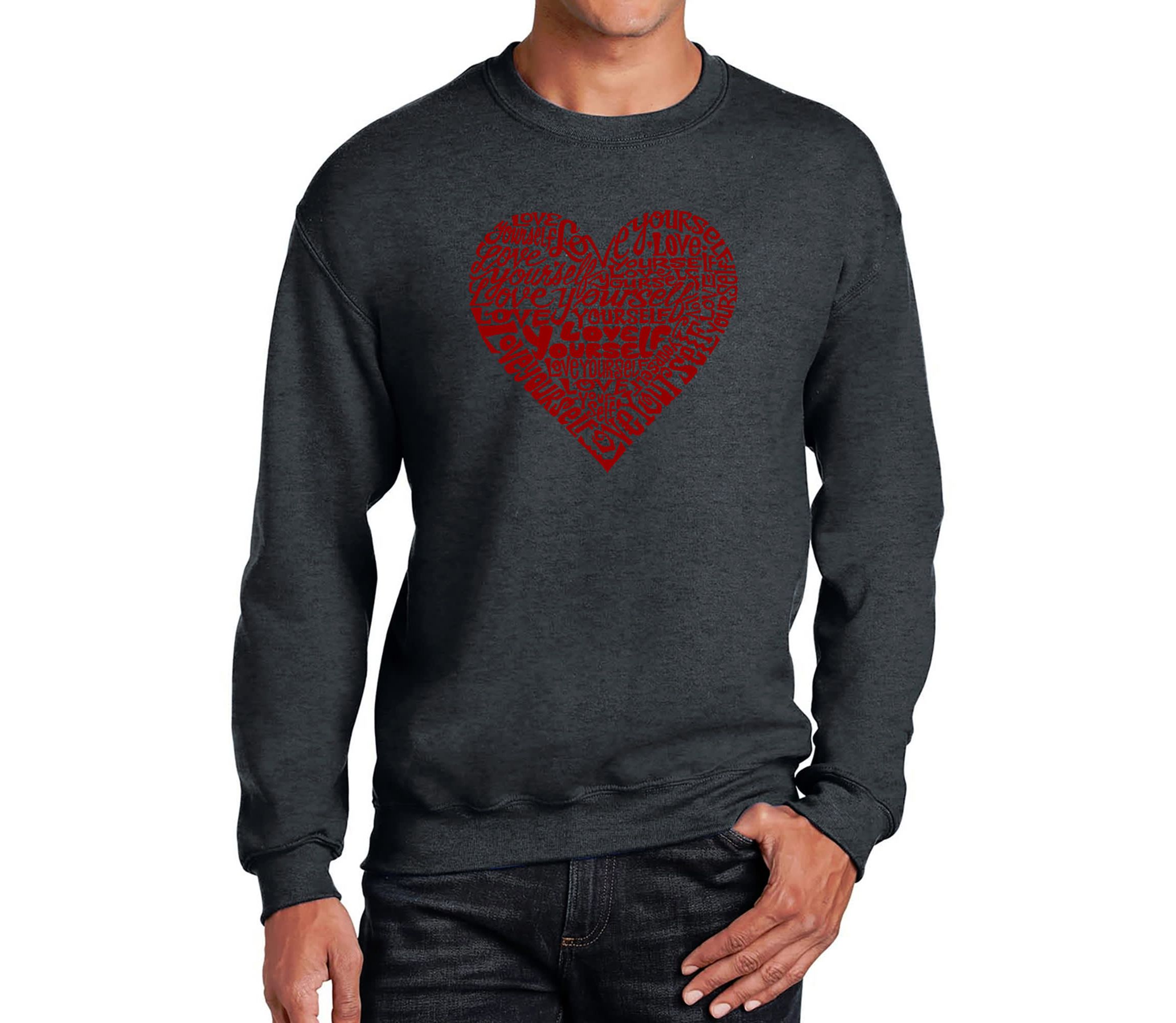 Mens Word Art Crewneck Sweatshirt  - Love Yourself