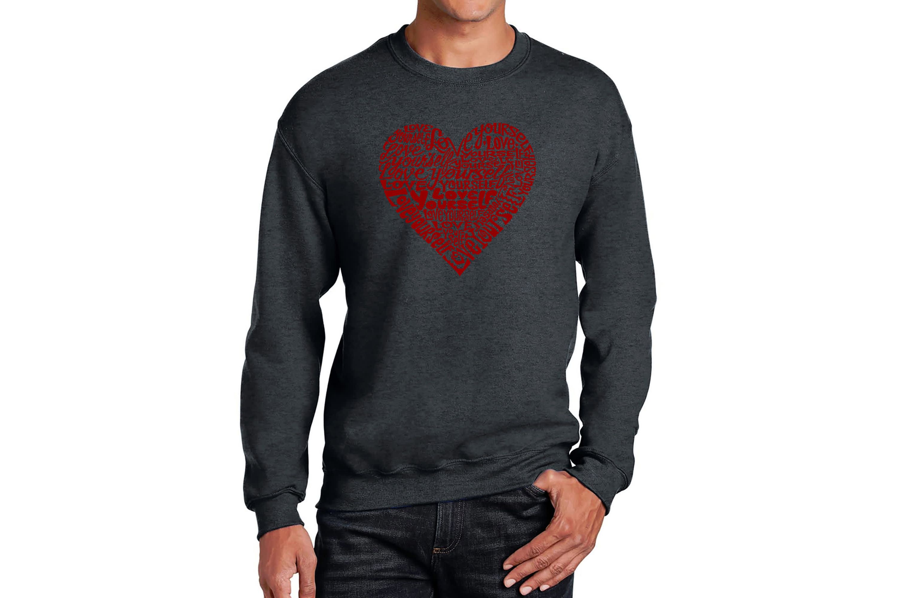Mens Word Art Crewneck Sweatshirt  - Love Yourself
