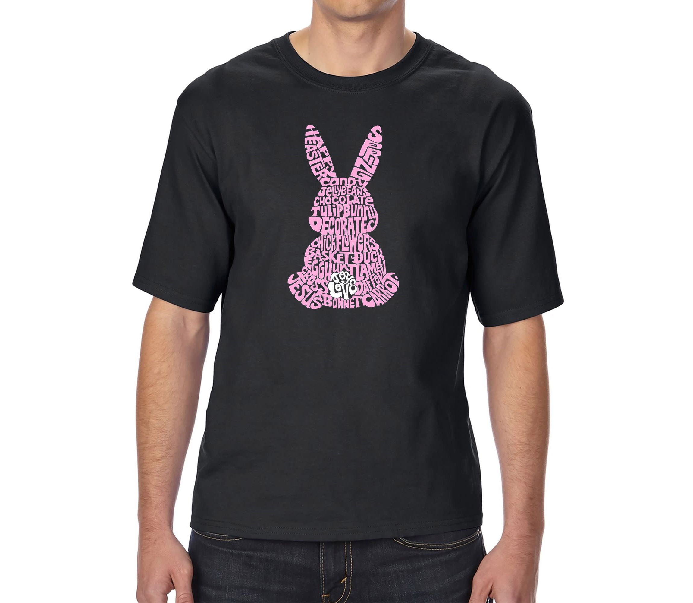 Mens Tall and Long Word Art T-shirt - Easter Bunny