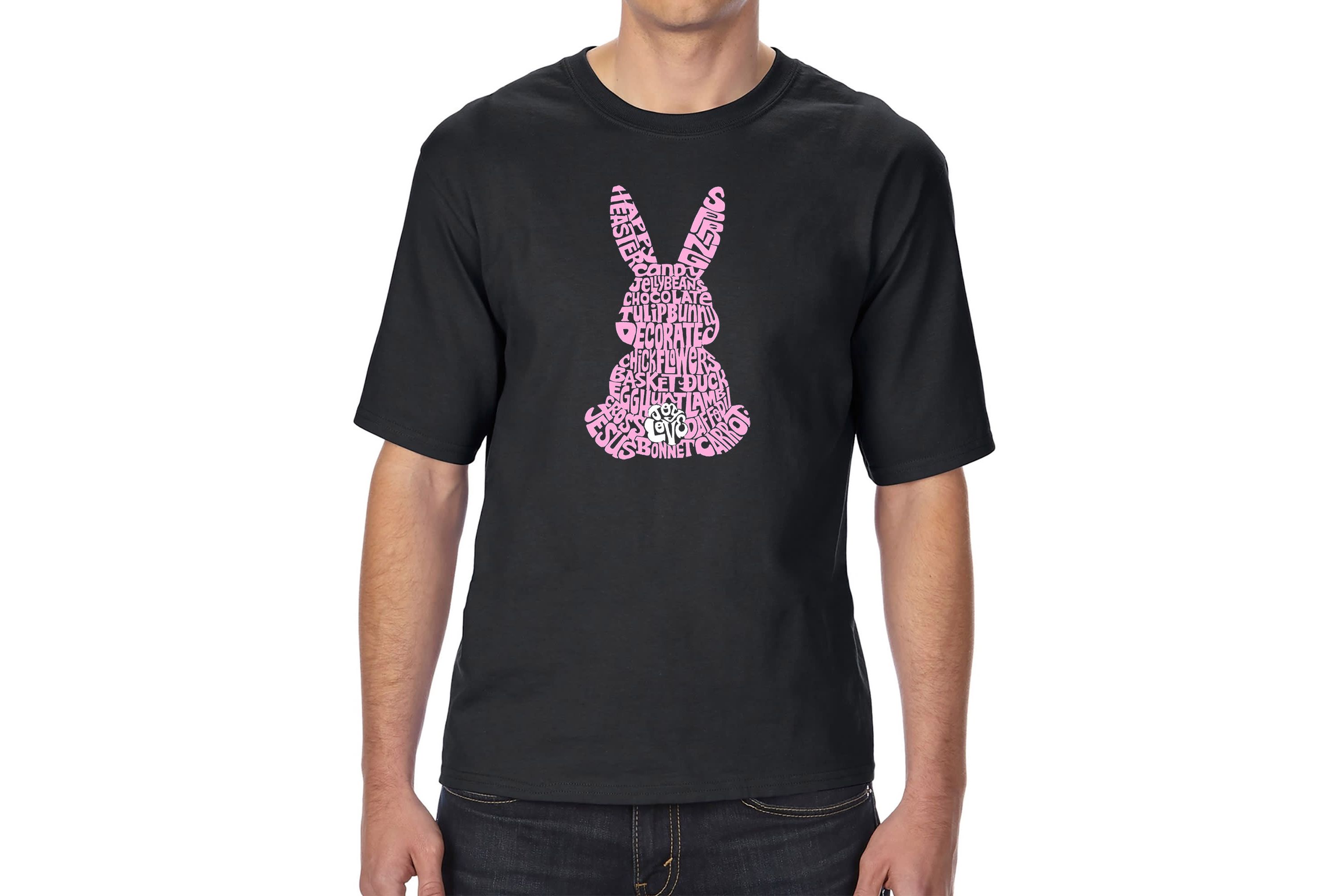 Mens Tall and Long Word Art T-shirt - Easter Bunny