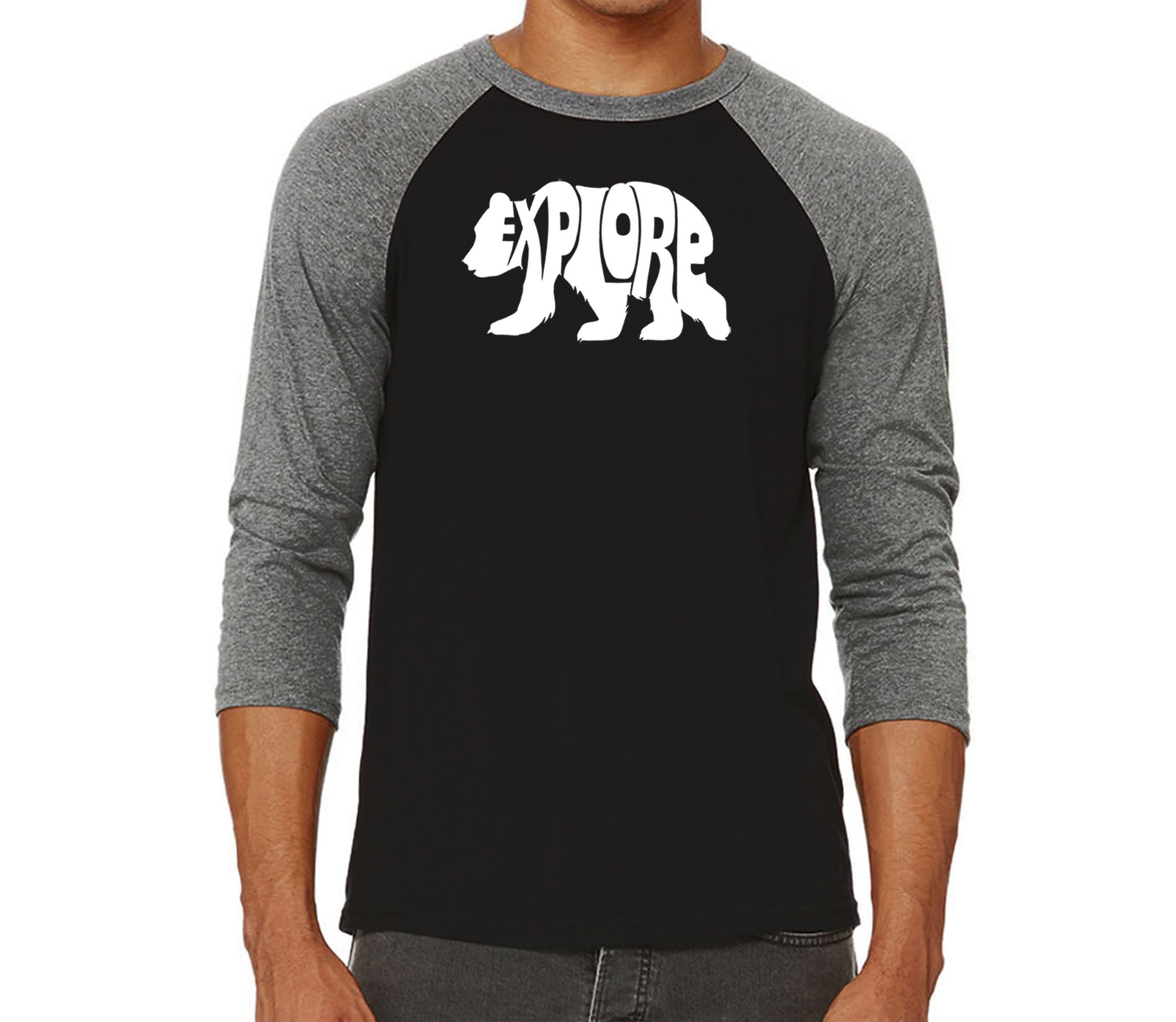 Mens Raglan Baseball Word Art T-Shirt - Explore