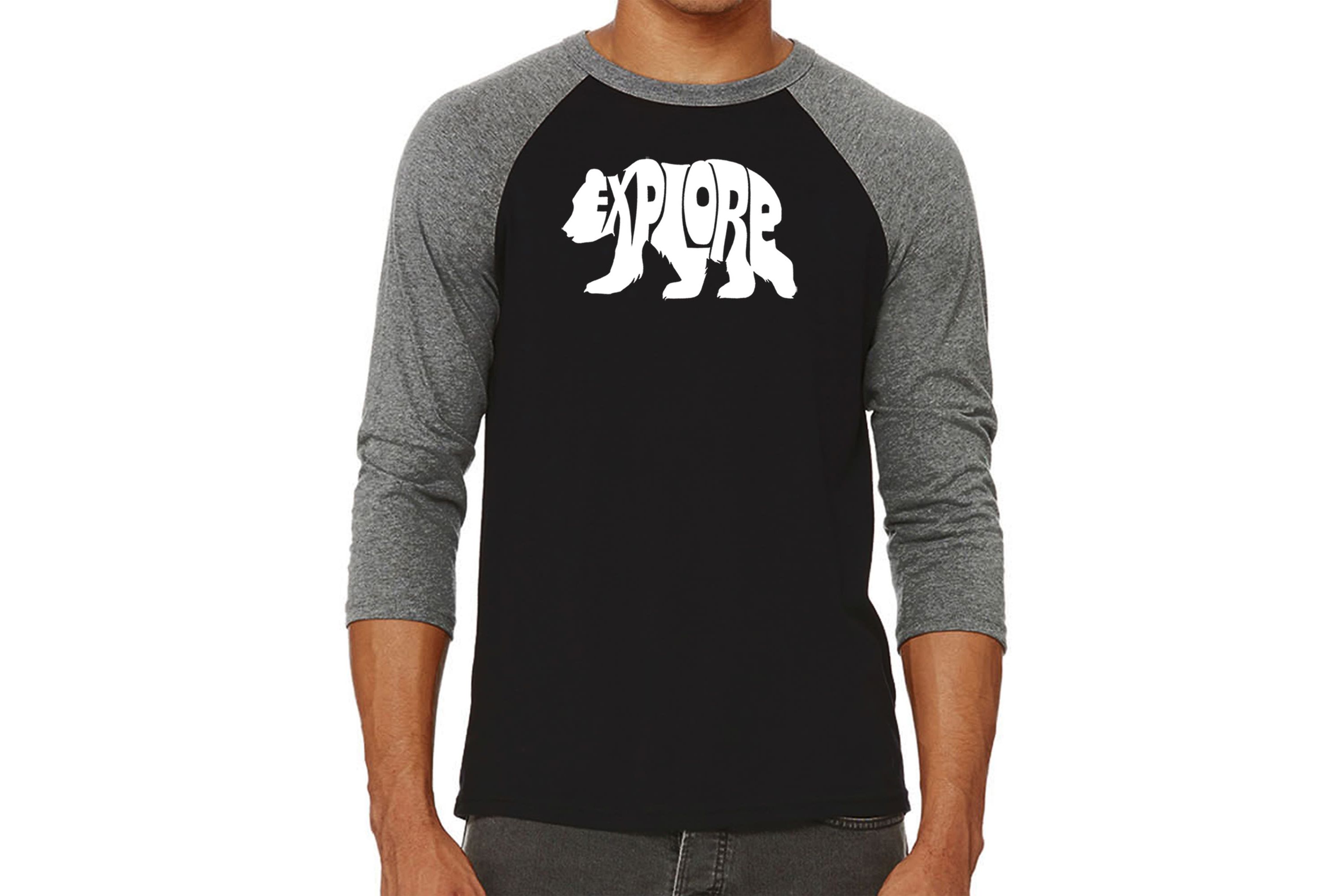 Mens Raglan Baseball Word Art T-Shirt - Explore