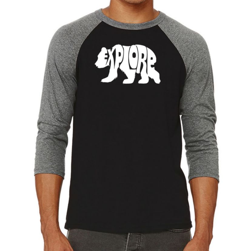 Mens Raglan Baseball Word Art T-Shirt - Explore