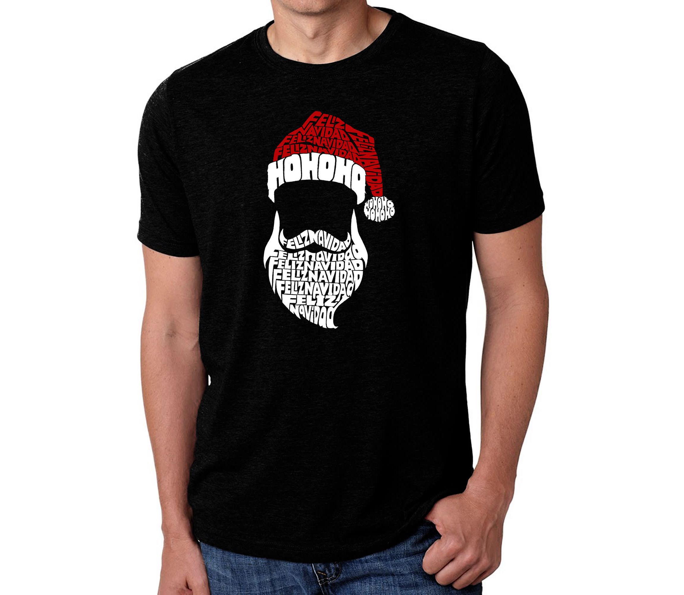 Mens Premium Blend Word Art T-Shirt - Feliz Navidad Santa Claus