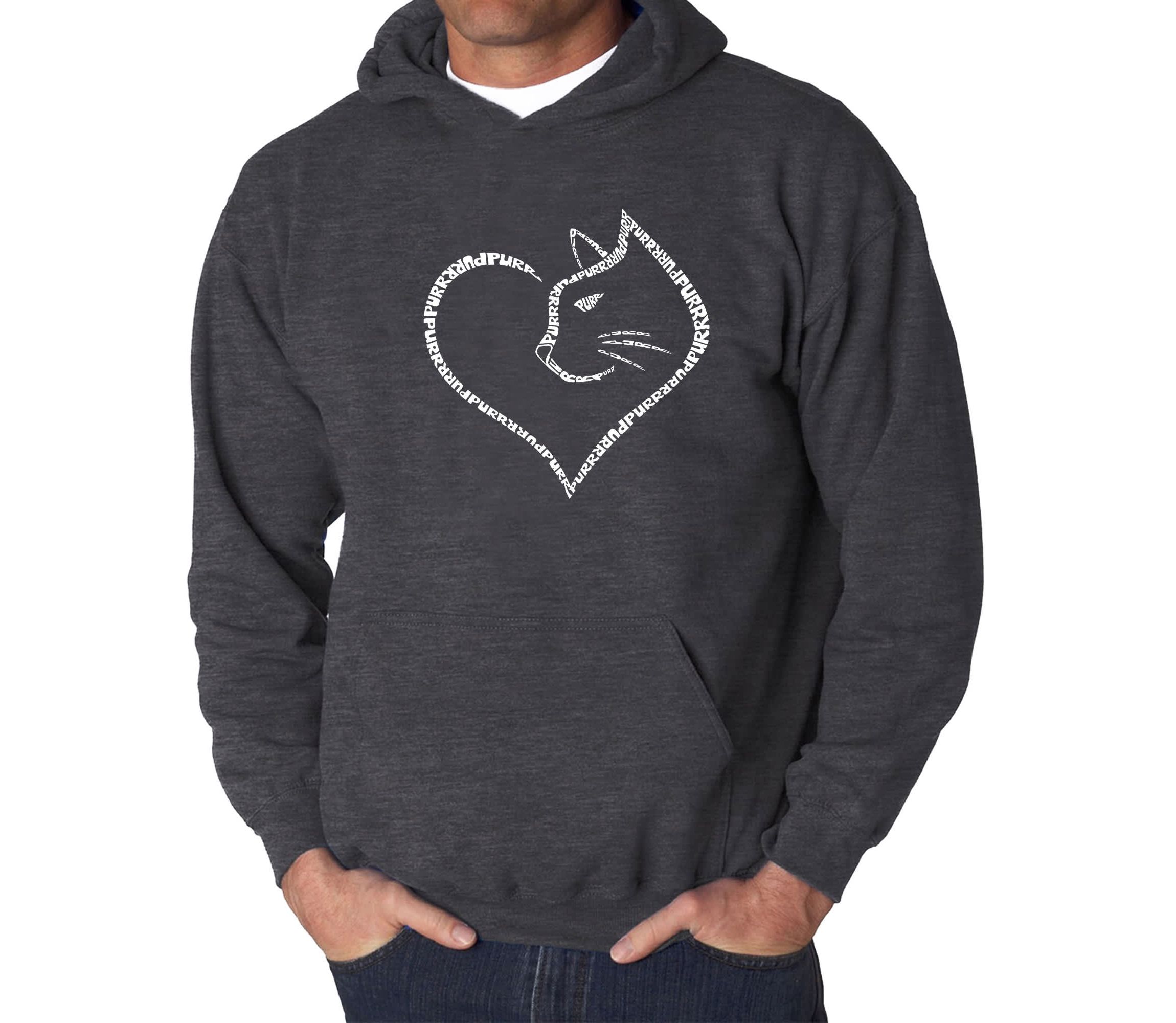 Mens Word Art Hooded Sweatshirt  - Cat Heart
