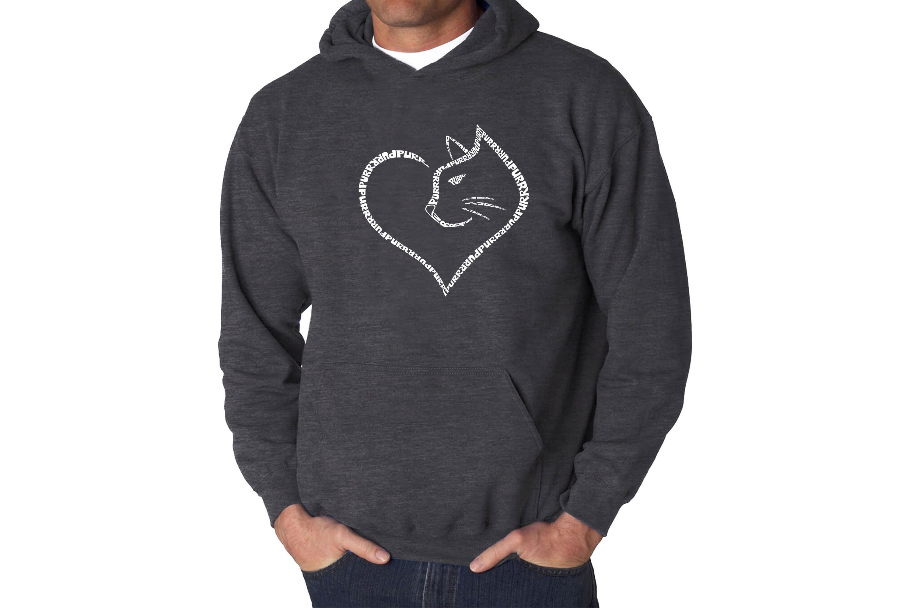 Mens Word Art Hooded Sweatshirt  - Cat Heart