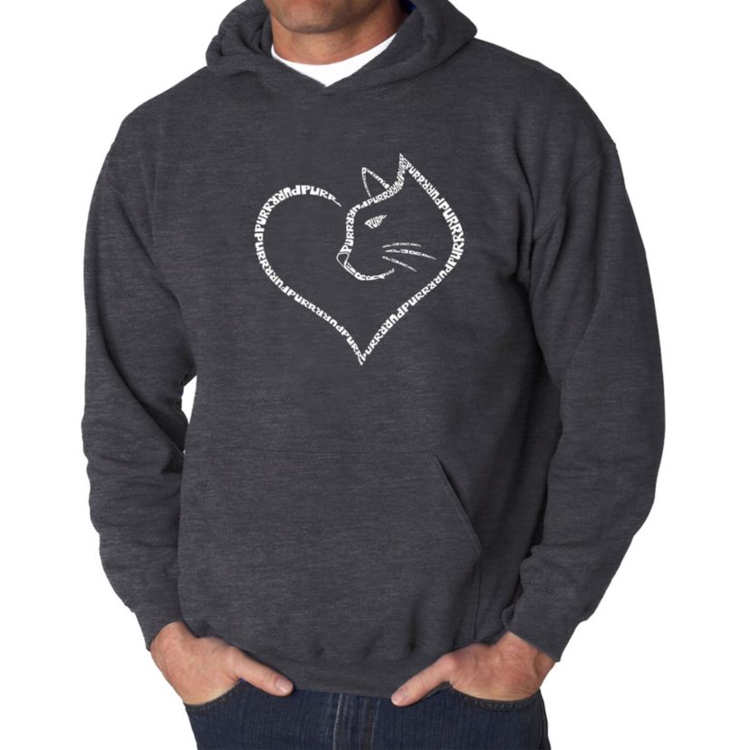 Mens Word Art Hooded Sweatshirt  - Cat Heart